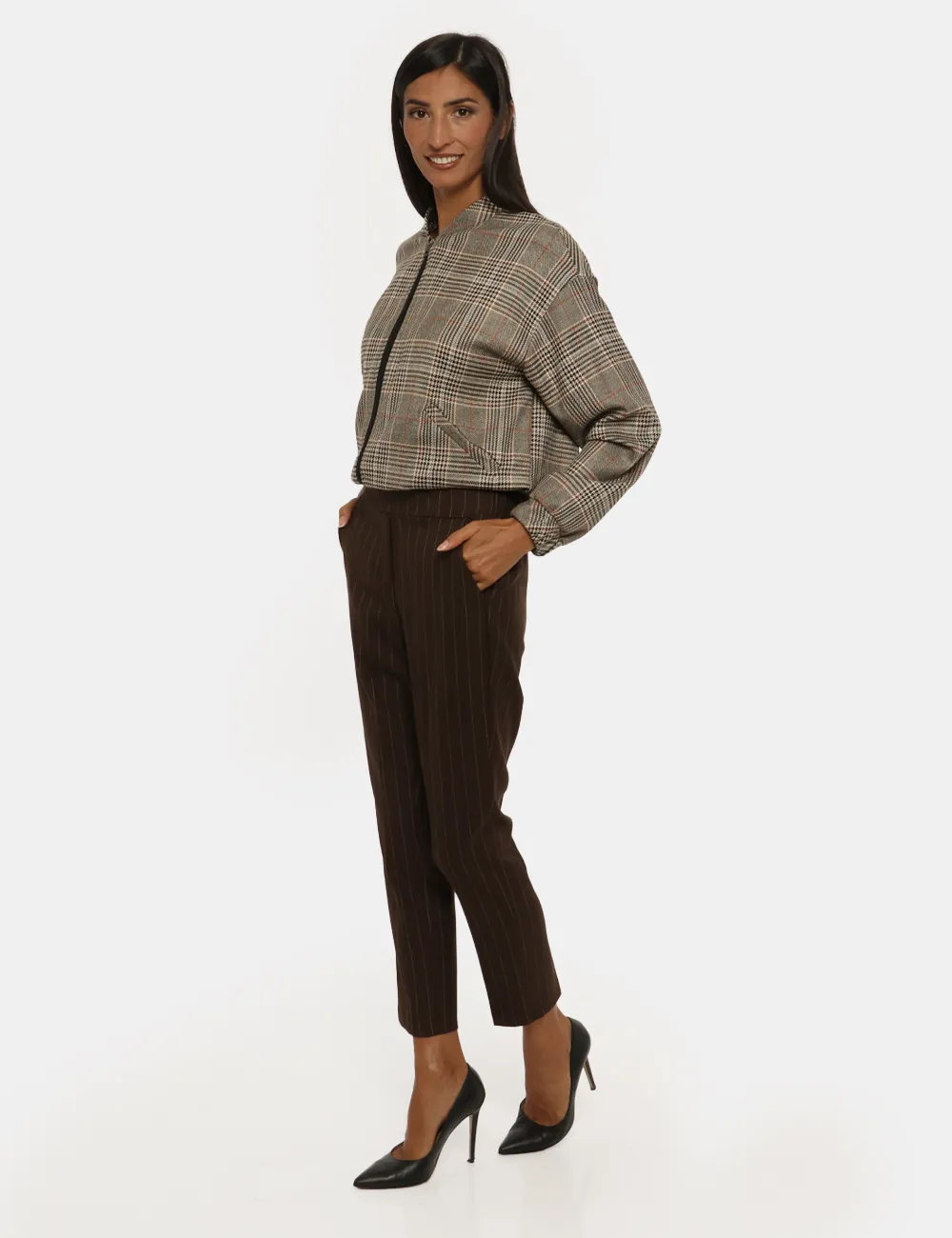 Pantalone Vougue marrone gessato