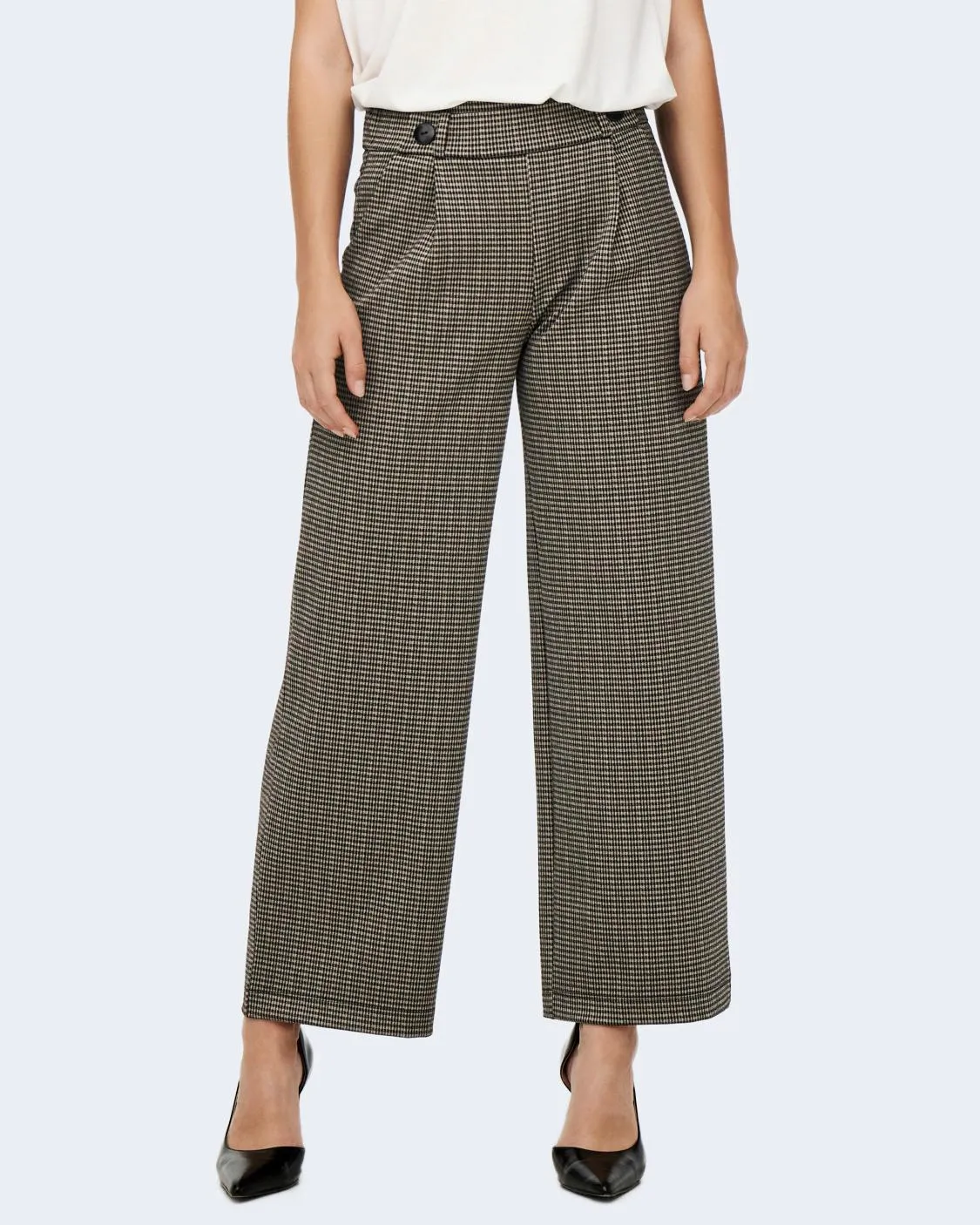 Pantaloni a palazzo Jacqueline De Yong JDYGEGGO MIA LONG CHECK PANT JRS Beige scuro