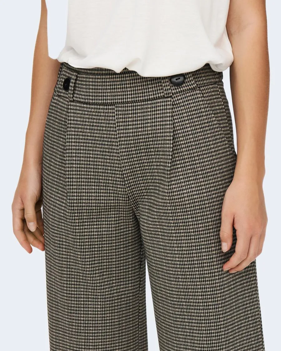 Pantaloni a palazzo Jacqueline De Yong JDYGEGGO MIA LONG CHECK PANT JRS Beige scuro