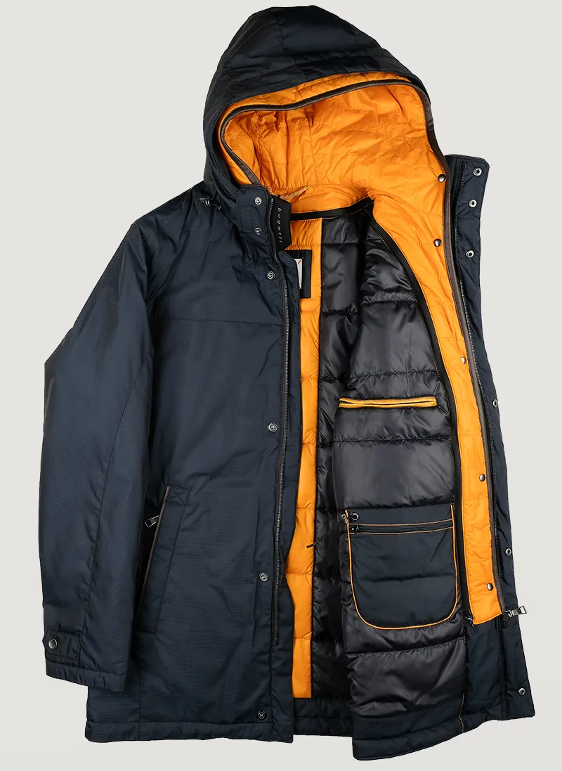 Parka blu bugatti con cappuccio staccabile modern fit