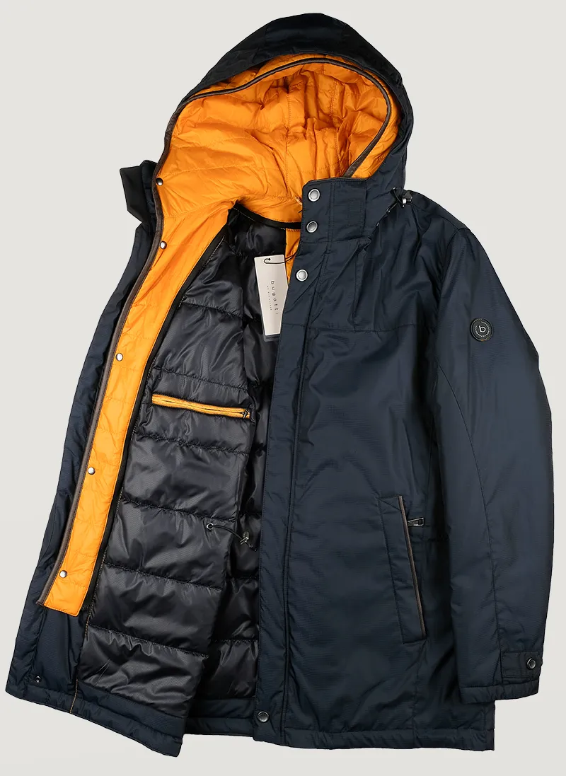 Parka blu bugatti con cappuccio staccabile modern fit