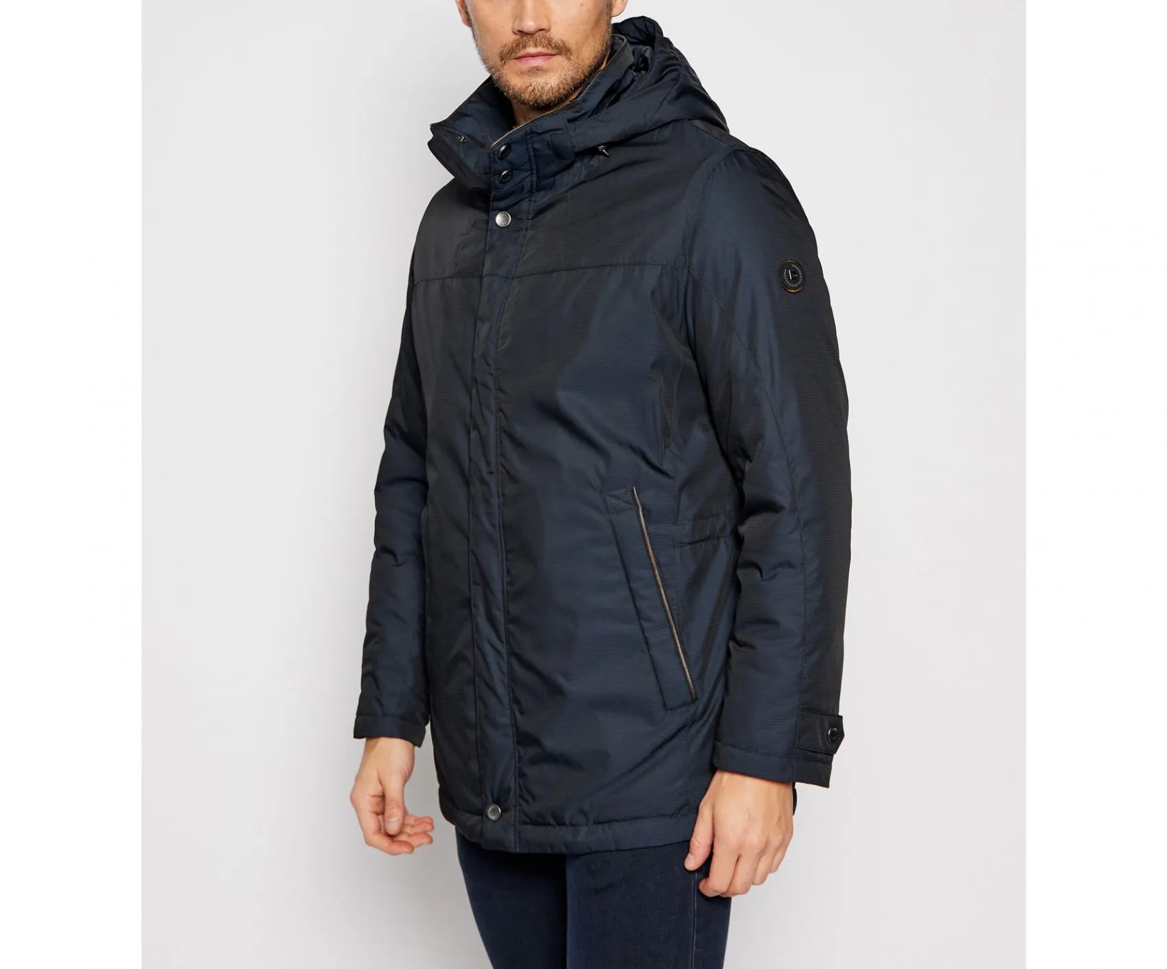 Parka blu bugatti con cappuccio staccabile modern fit