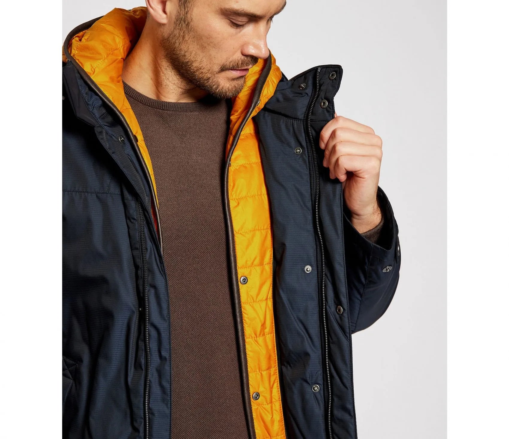 Parka blu bugatti con cappuccio staccabile modern fit