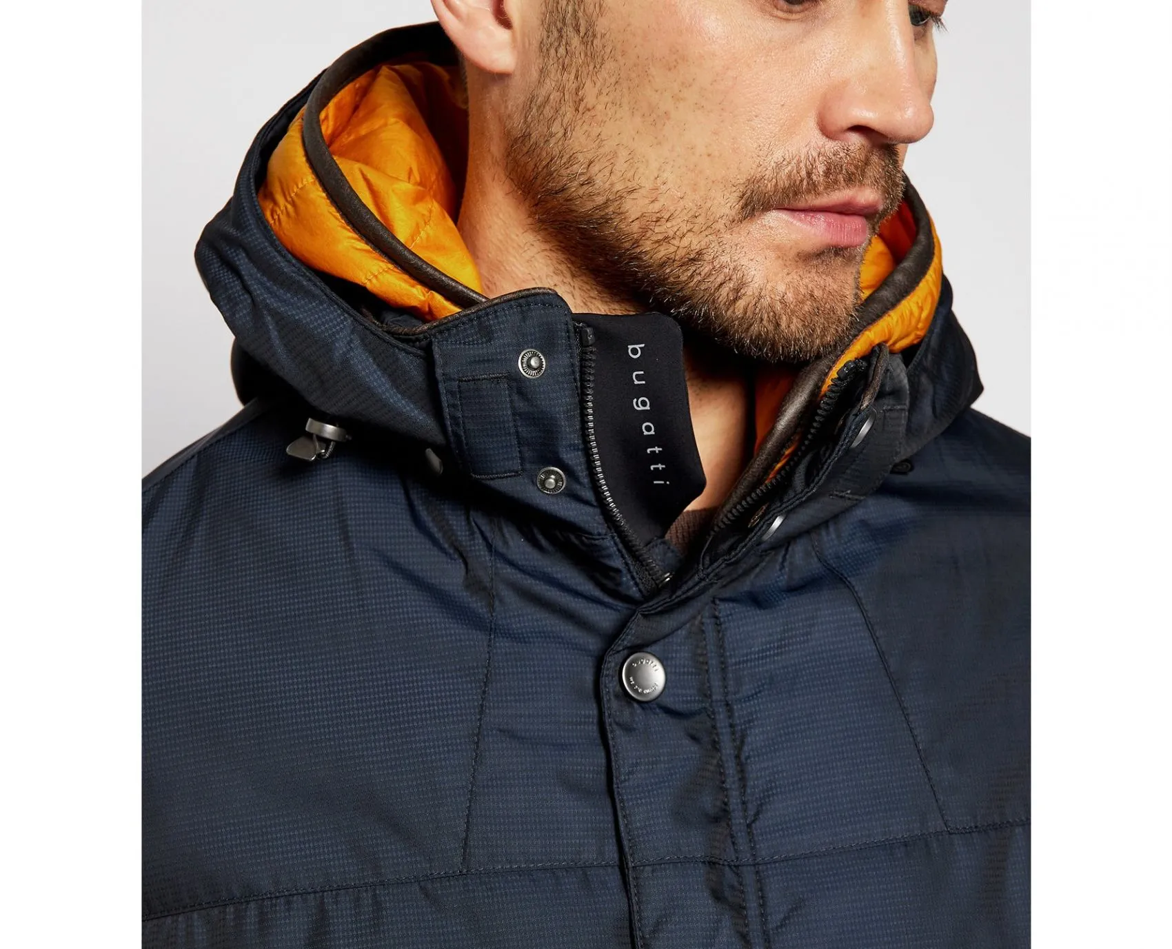 Parka blu bugatti con cappuccio staccabile modern fit