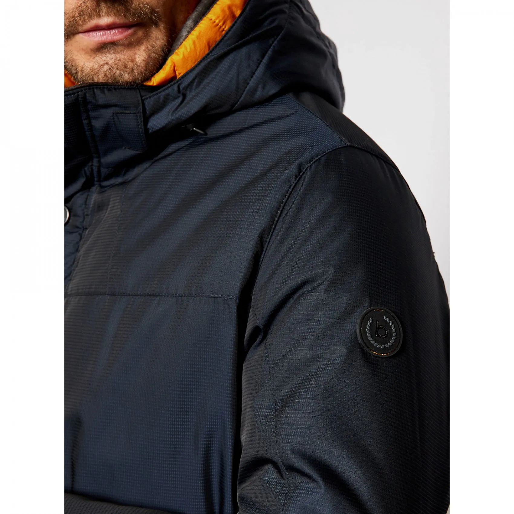 Parka blu bugatti con cappuccio staccabile modern fit