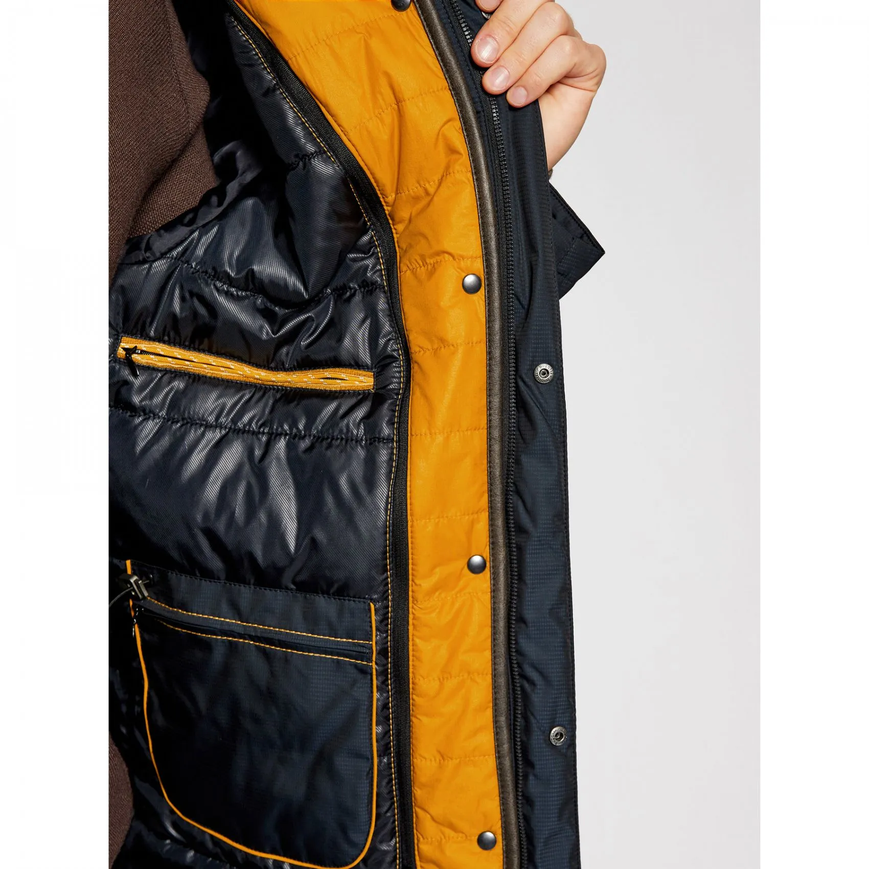 Parka blu bugatti con cappuccio staccabile modern fit