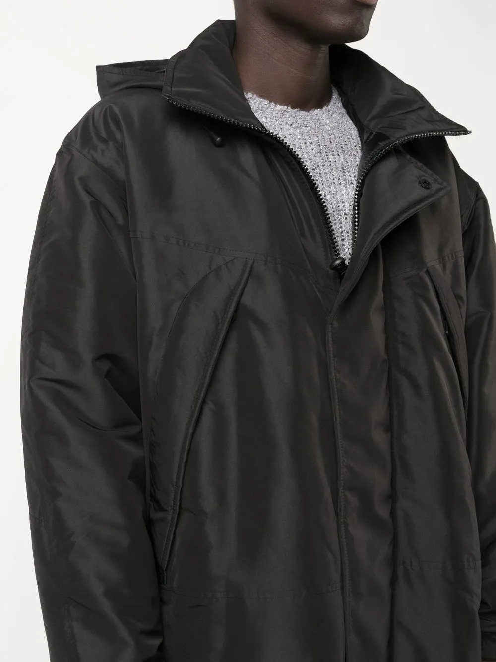 Parka con cappuccio in nero - uomo