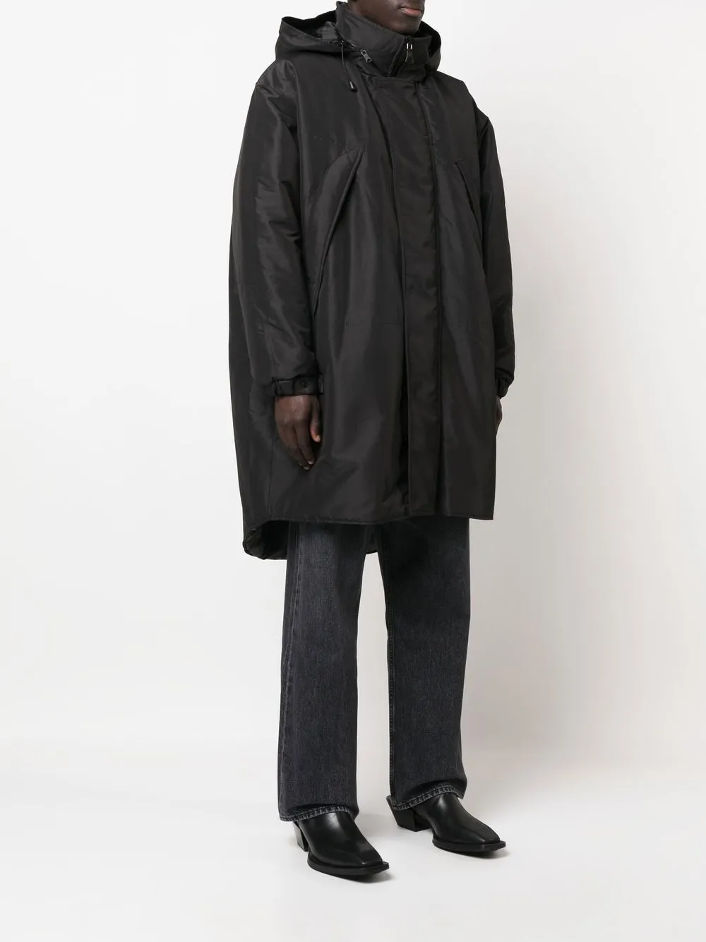 Parka con cappuccio in nero - uomo