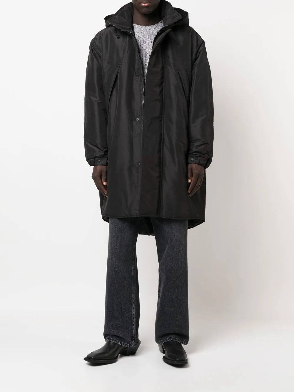 Parka con cappuccio in nero - uomo