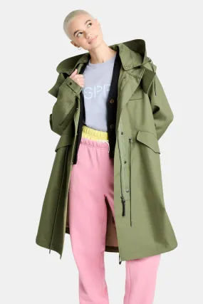 Parka rivestito in cotone con cappuccio