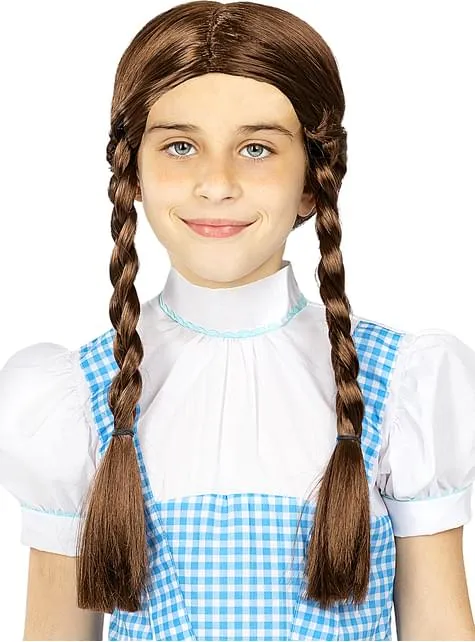 Parrucca con trecce castane per bambina