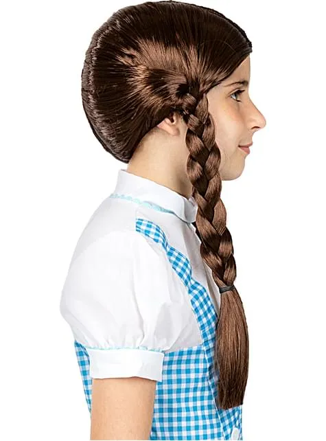 Parrucca con trecce castane per bambina