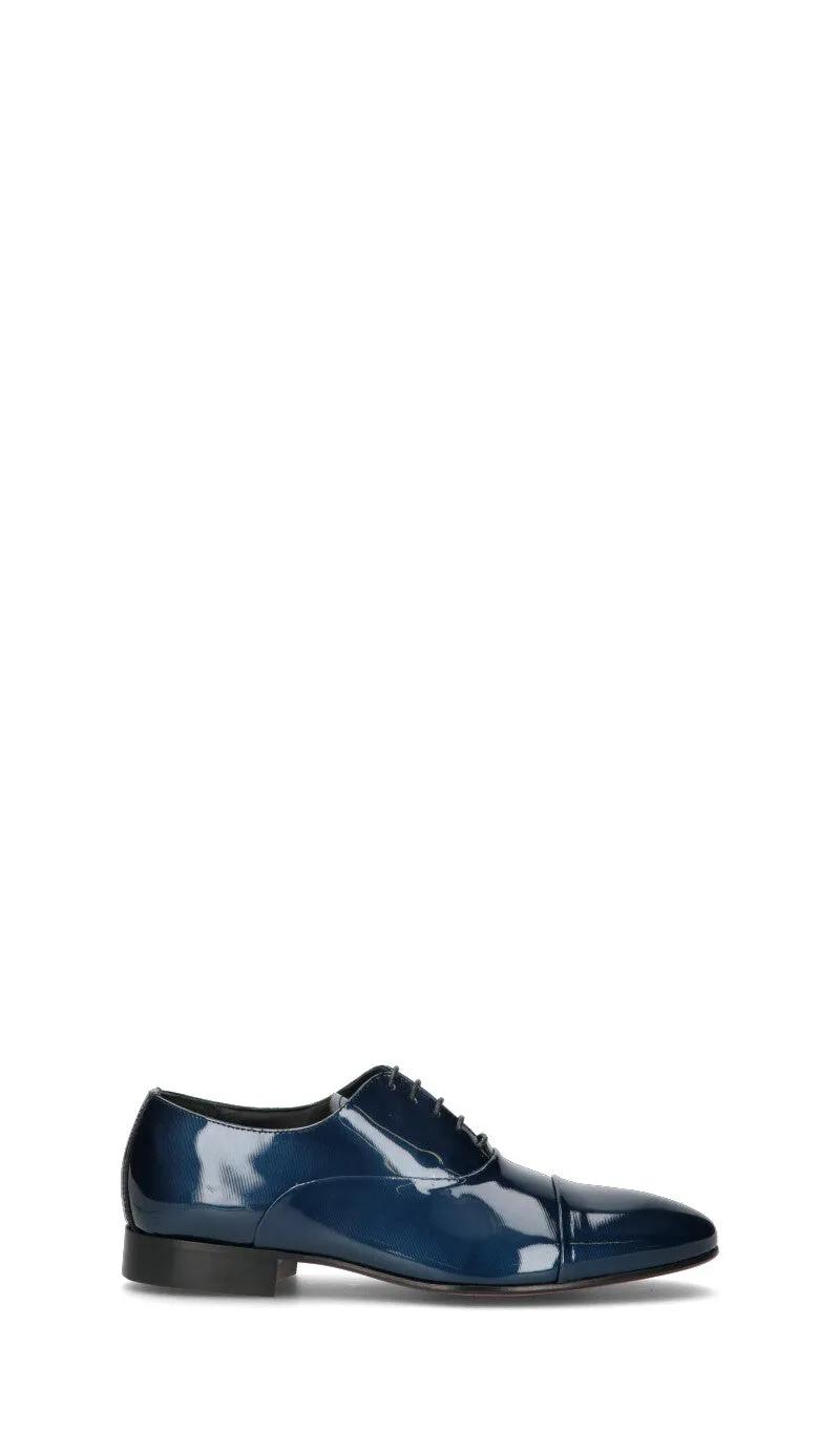 PAWELK'S Stringata uomo blu in pelle verniciata