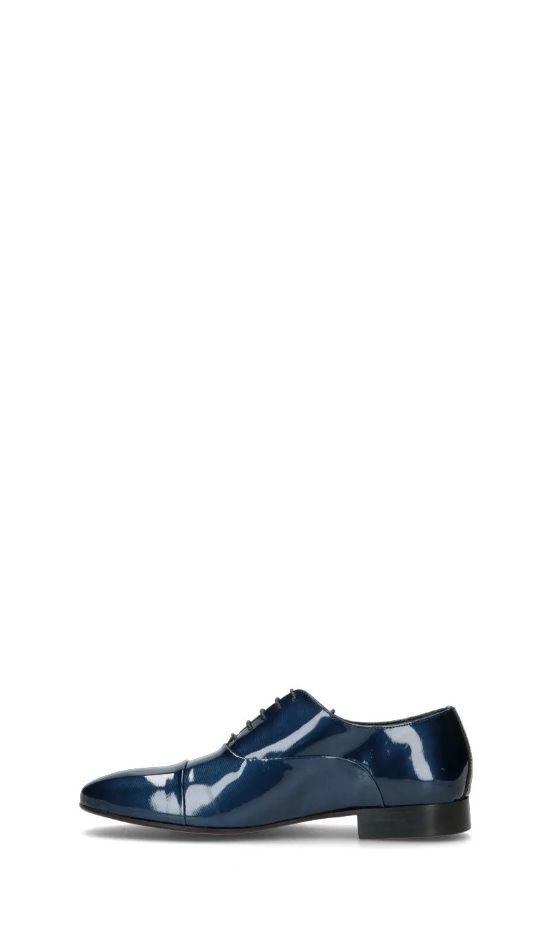 PAWELK'S Stringata uomo blu in pelle verniciata