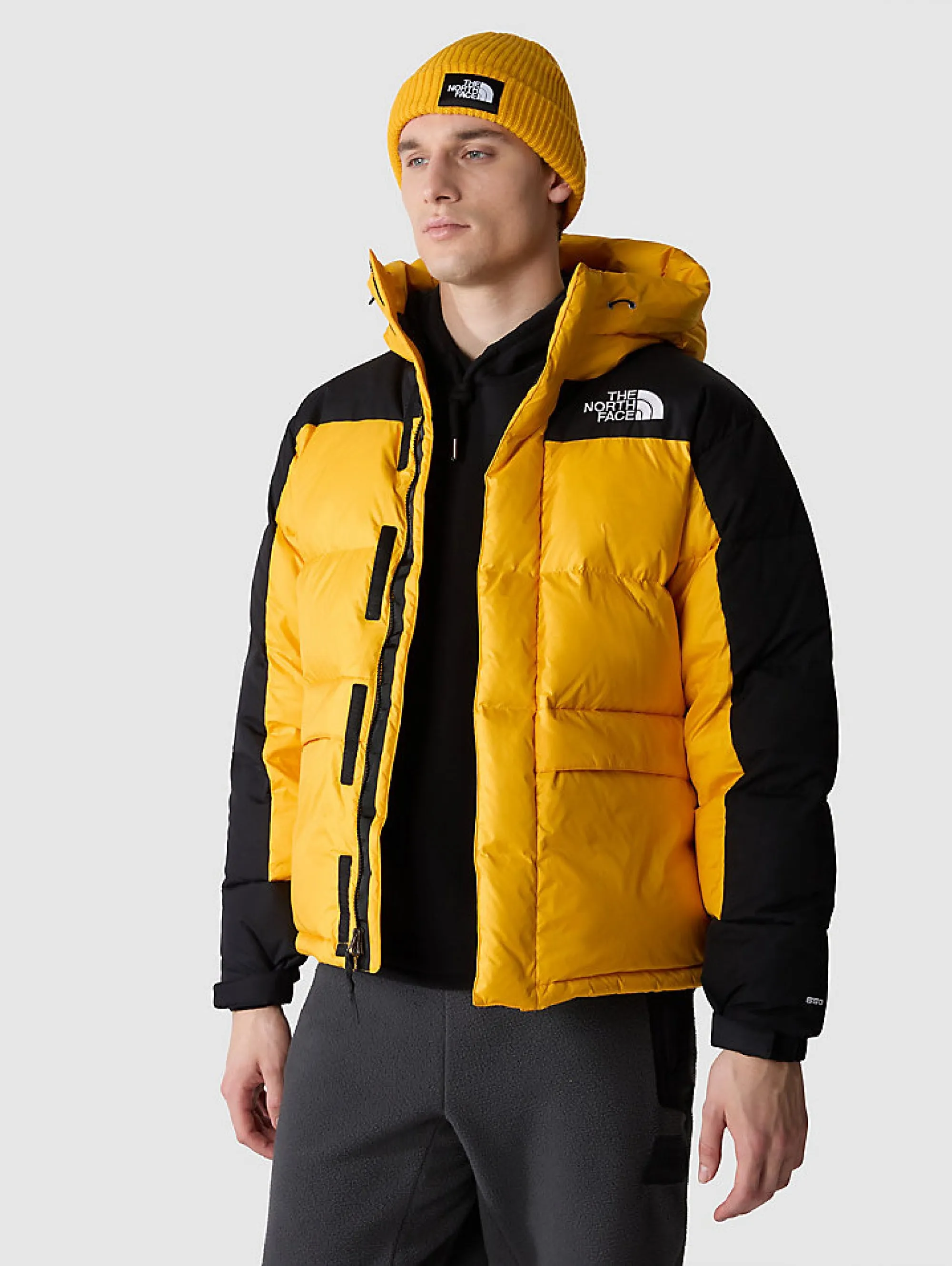 Piumino con Cappuccio Color Block Himalayan Oro/Nero