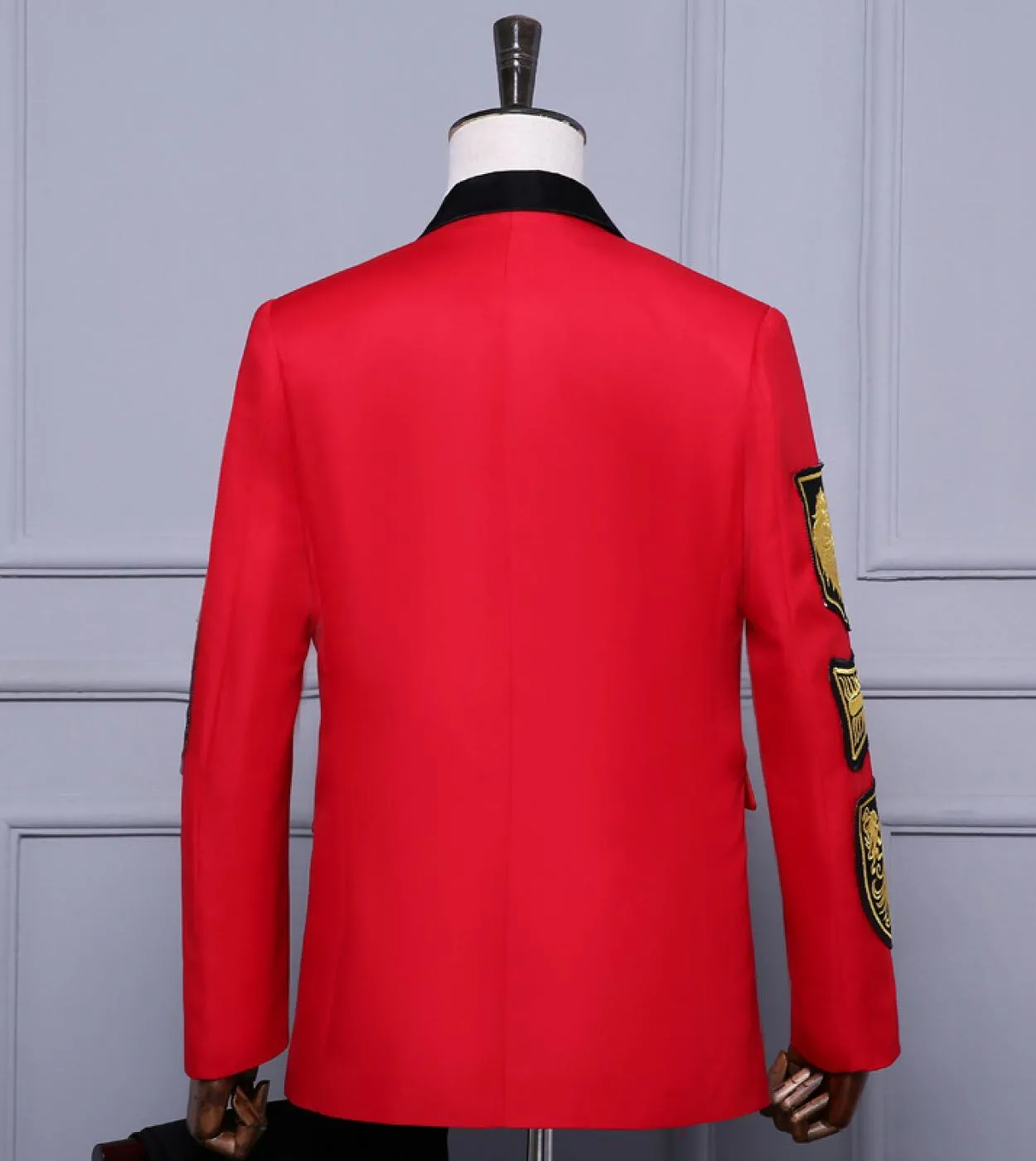 Plyesxale Blazer doppiopetto da uomo Disegni di medaglie militari Giacca da ricamo con ricamo Prestazioni annuali Nero Rosso Pro