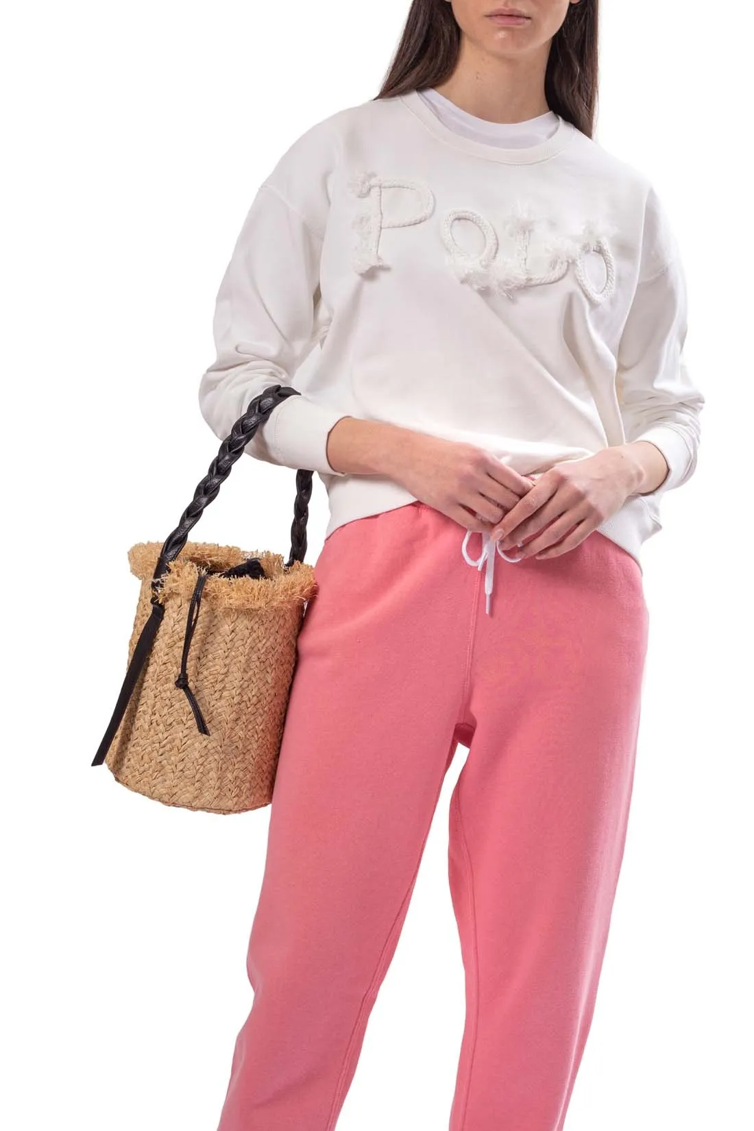 POLO RALPH LAUREN Felpa donna con logo in corda a contrasto