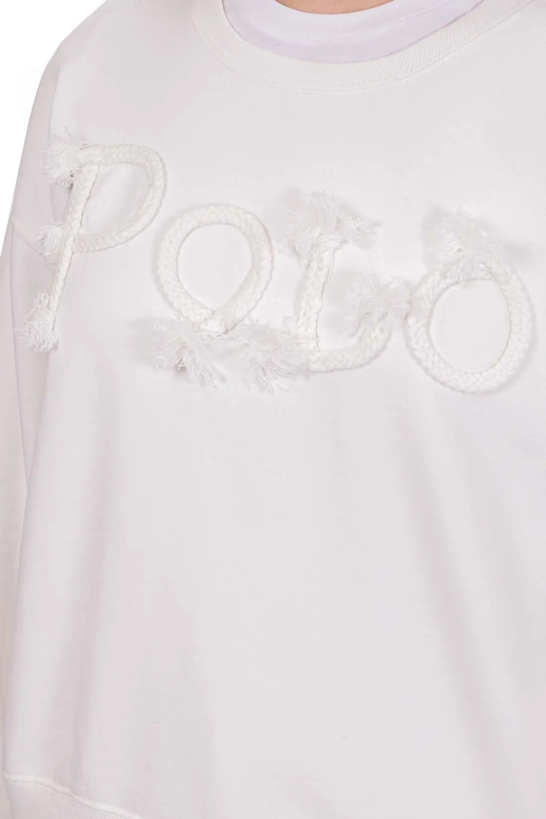 POLO RALPH LAUREN Felpa donna con logo in corda a contrasto