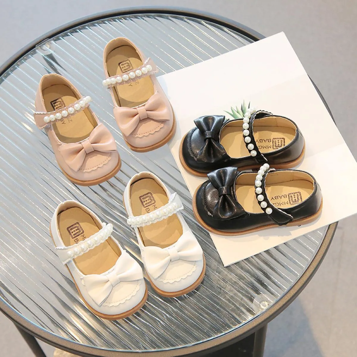 Primavera estate carino nodo a farfalla scarpe per bambini per ragazza moda perline cinturino con cinturino Mary Jane scarpe scu