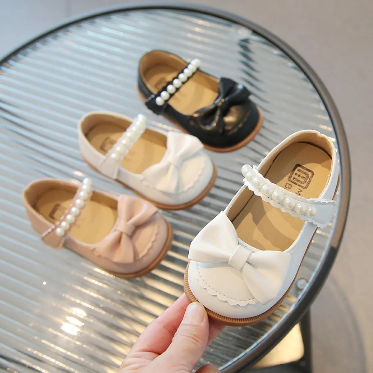 Primavera estate carino nodo a farfalla scarpe per bambini per ragazza moda perline cinturino con cinturino Mary Jane scarpe scu