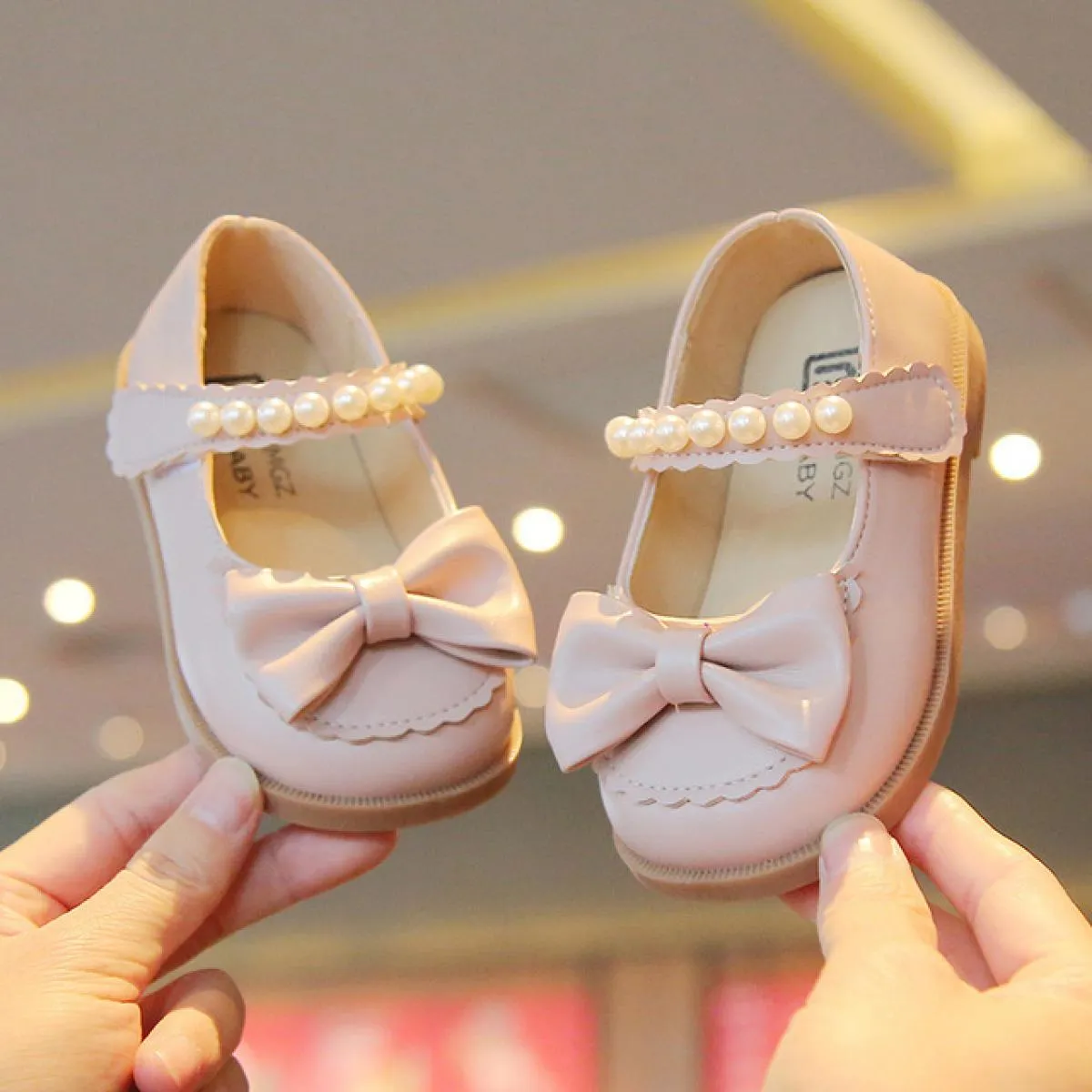 Primavera estate carino nodo a farfalla scarpe per bambini per ragazza moda perline cinturino con cinturino Mary Jane scarpe scu