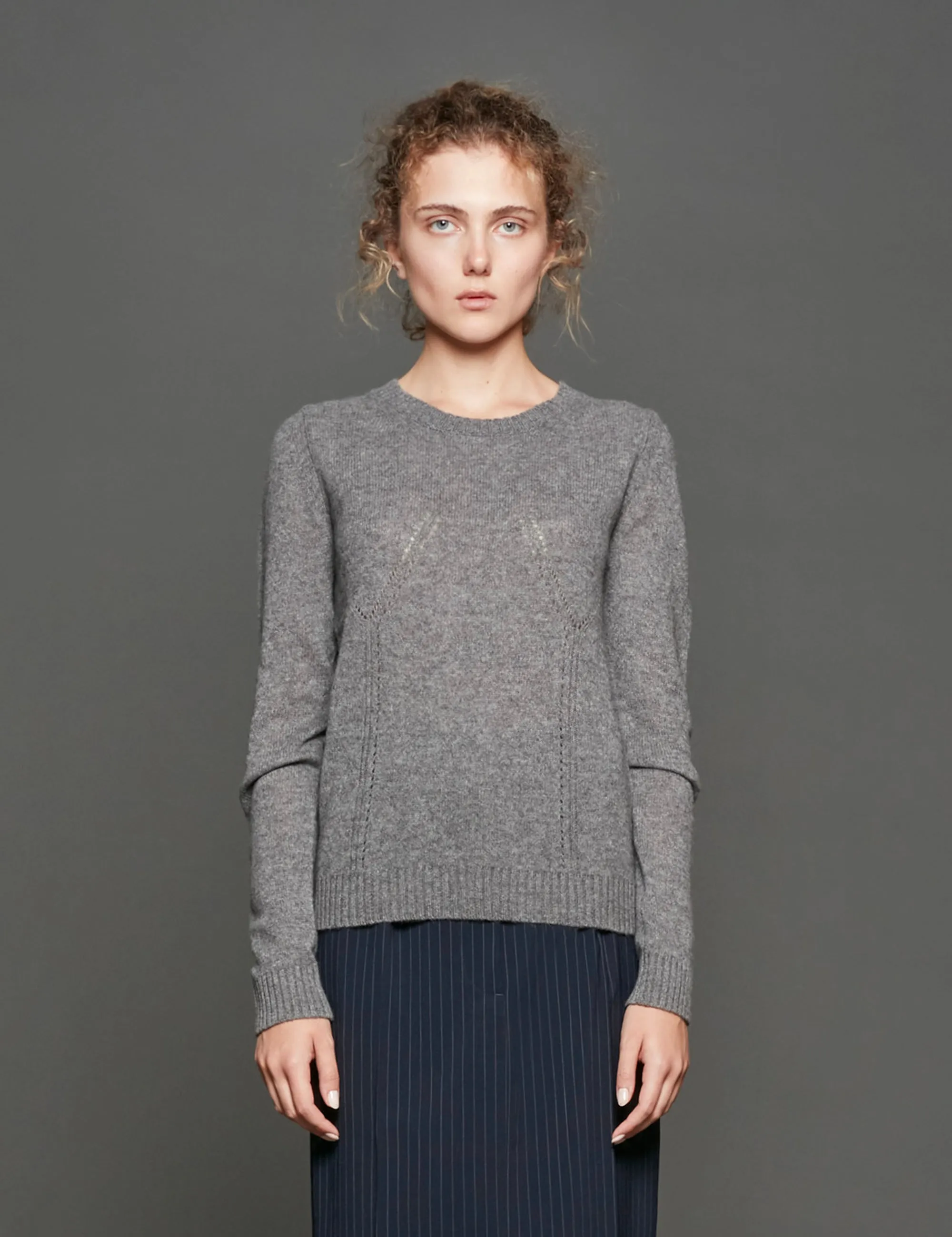 pull girocollo cashmere grigio