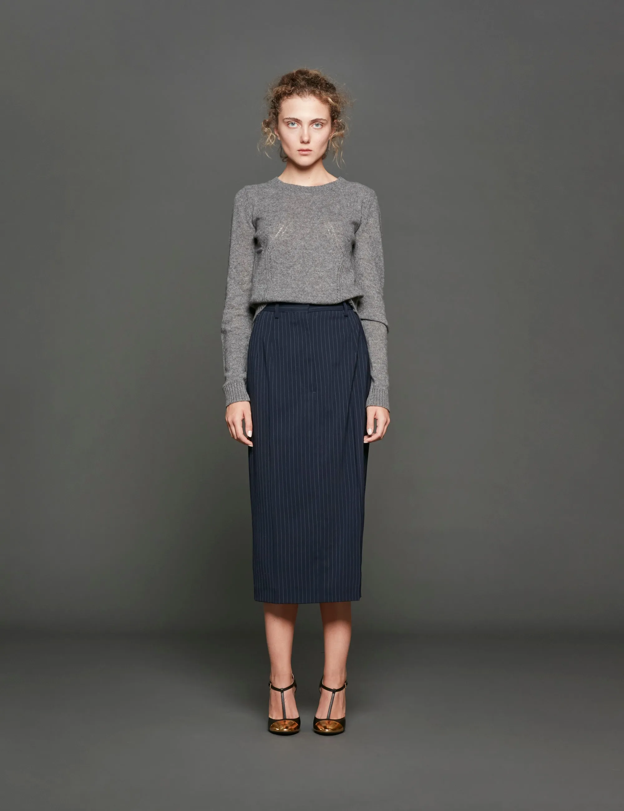 pull girocollo cashmere grigio