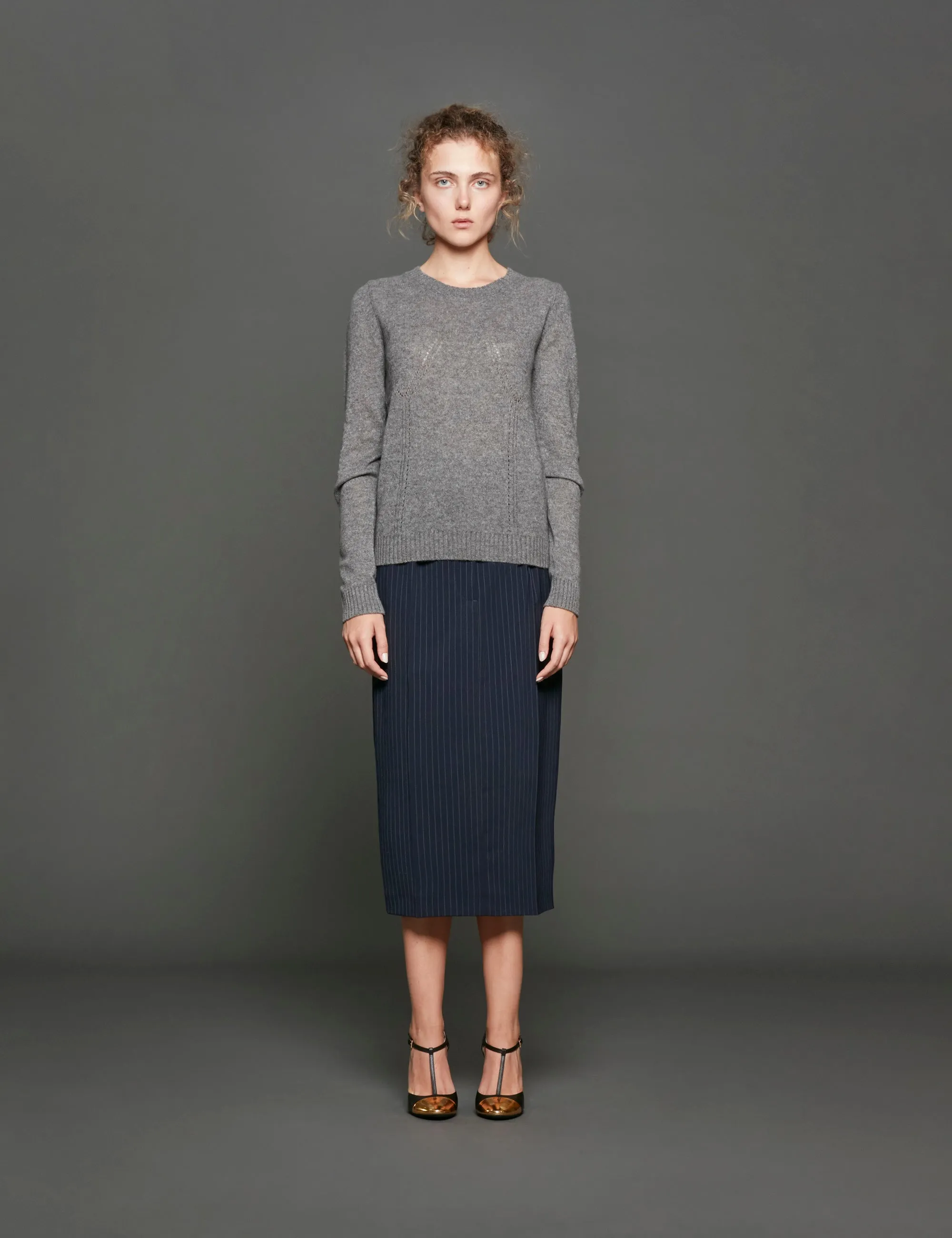 pull girocollo cashmere grigio