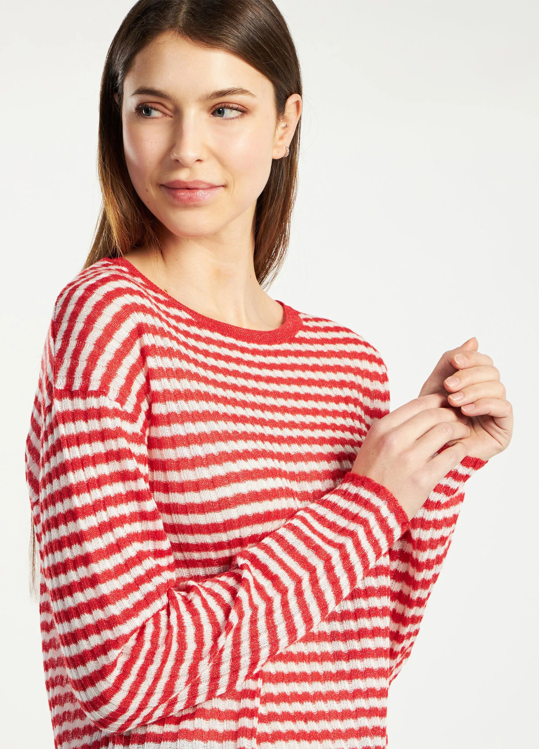 Pullover a righe effetto shiny stripe donna