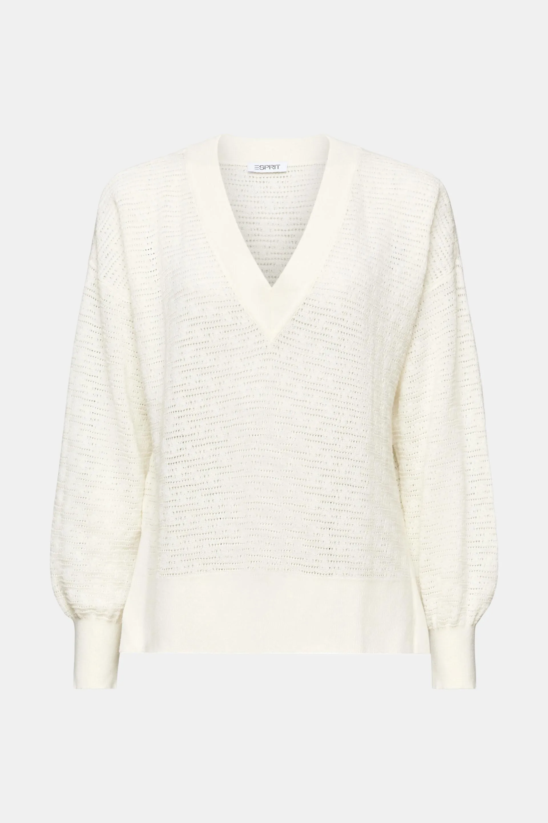 Pullover con lavorazione pointelle e scollo a V