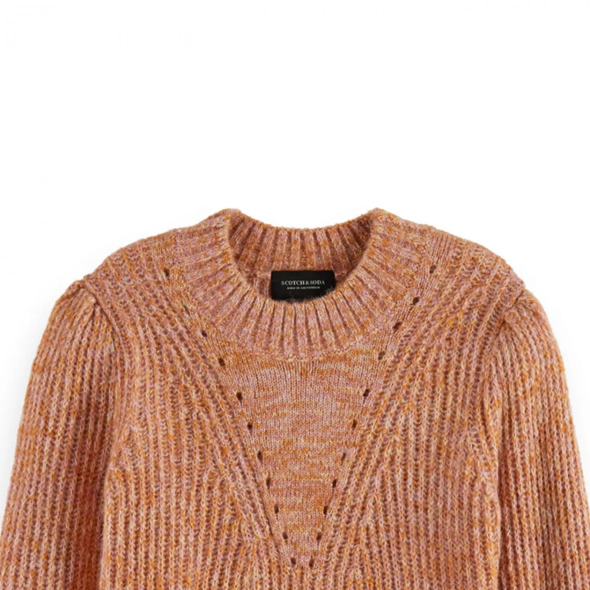 Pullover Girocollo Con Maniche A Sbuffo, Arancio