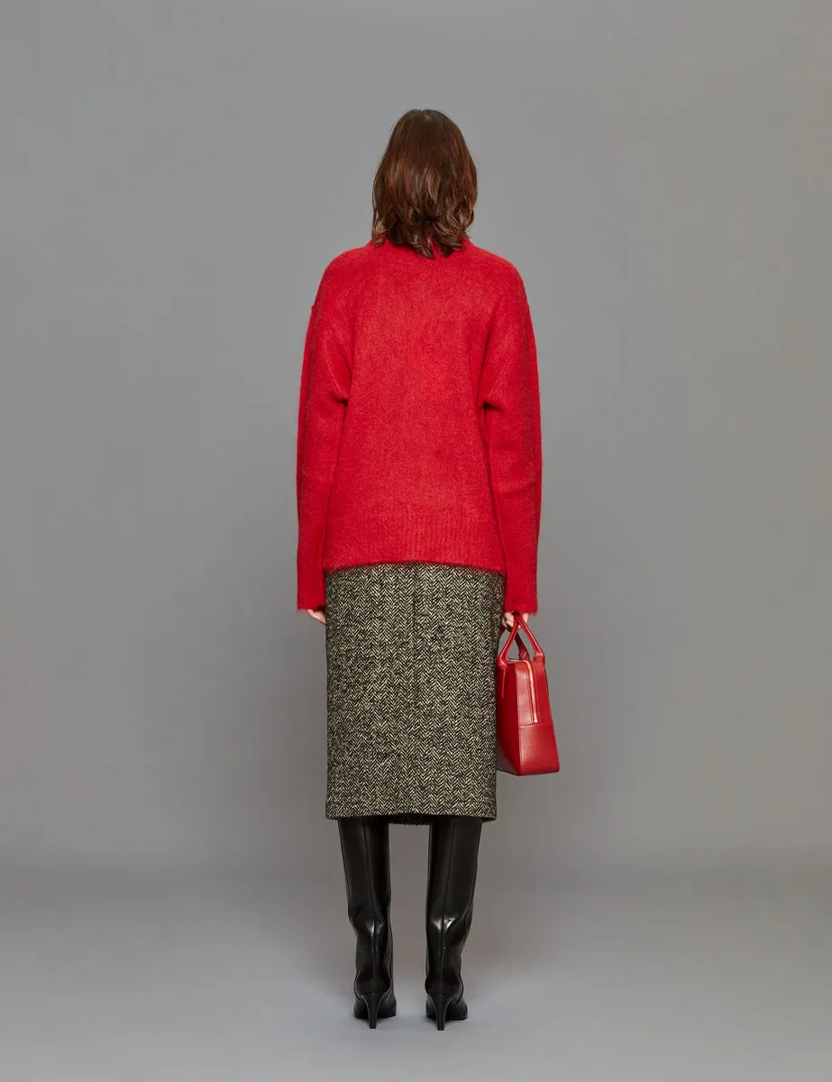 pullover girocollo fluffy red