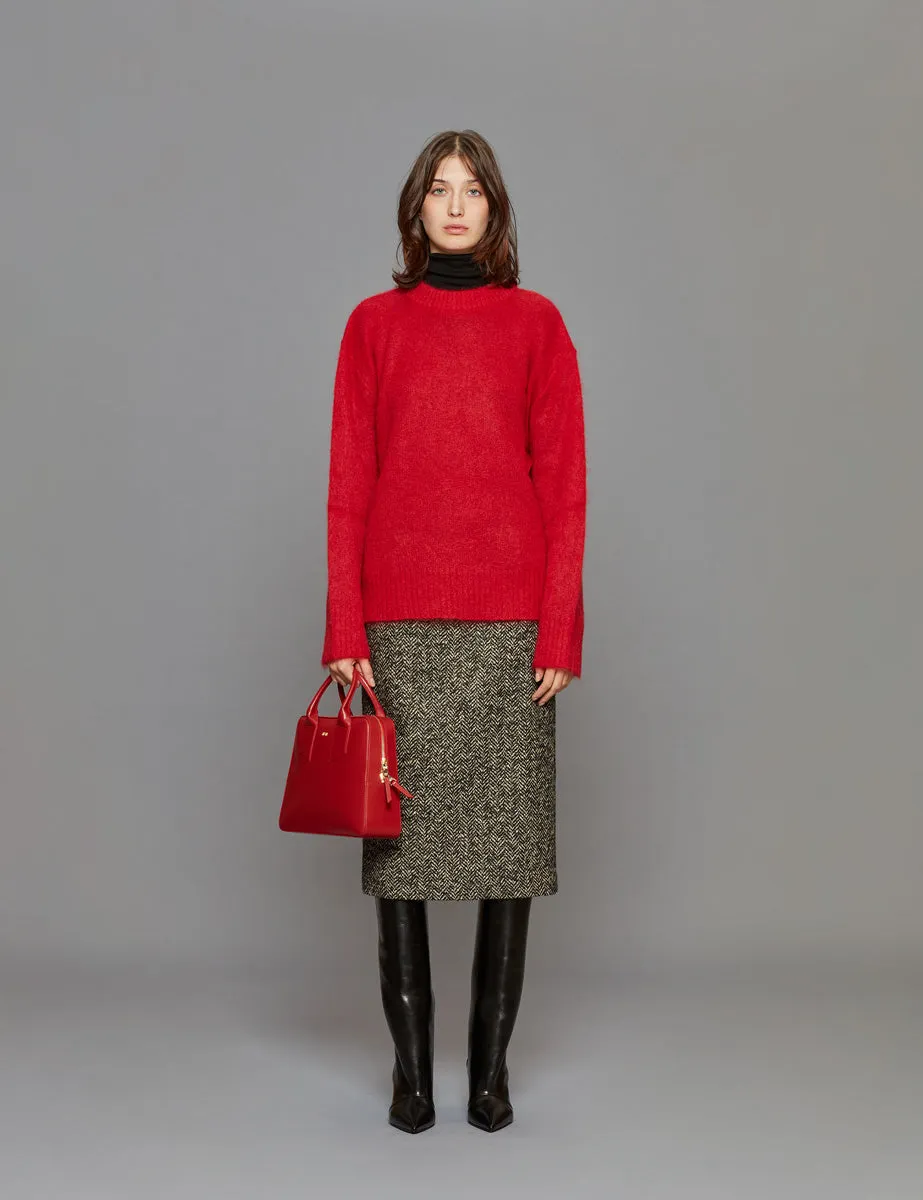 pullover girocollo fluffy red