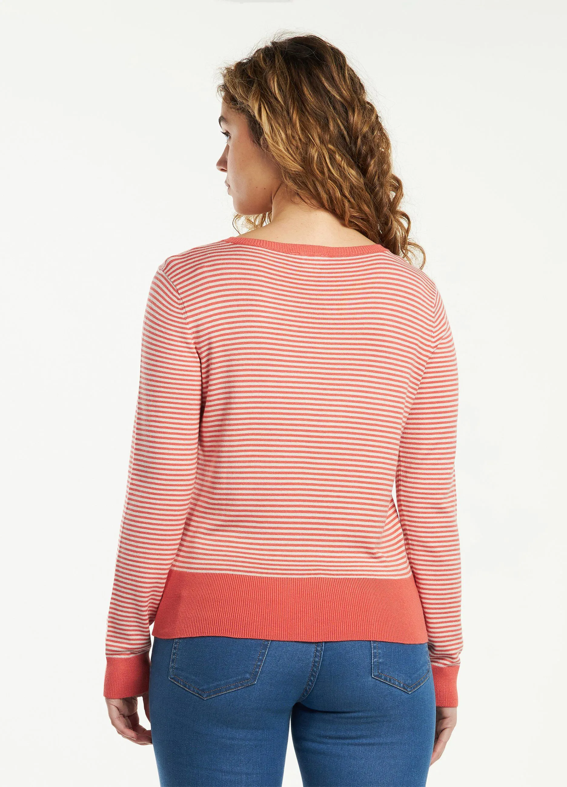 Pullover in misto viscosa a righe donna