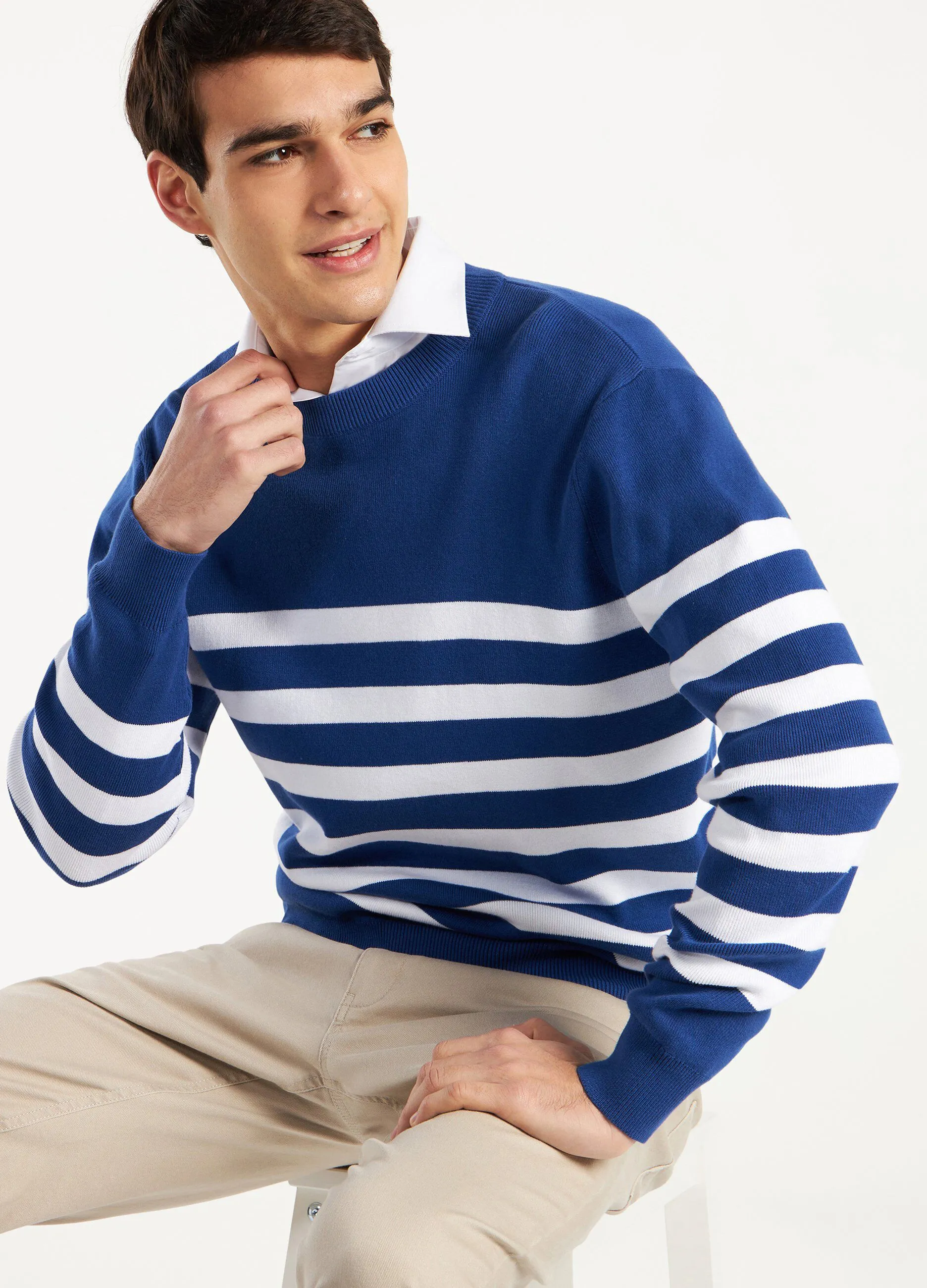 Pullover in puro cotone a righe uomo