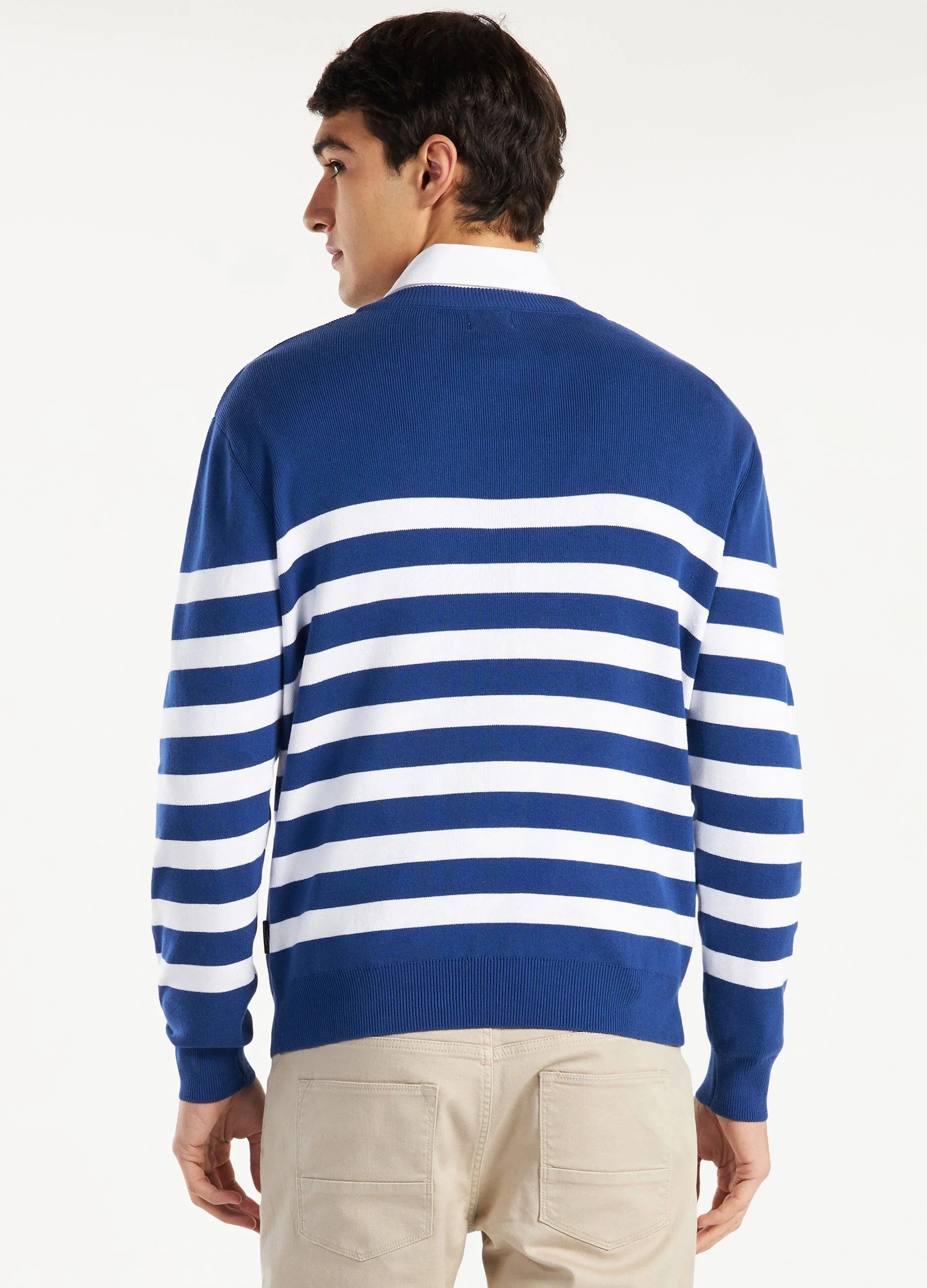 Pullover in puro cotone a righe uomo