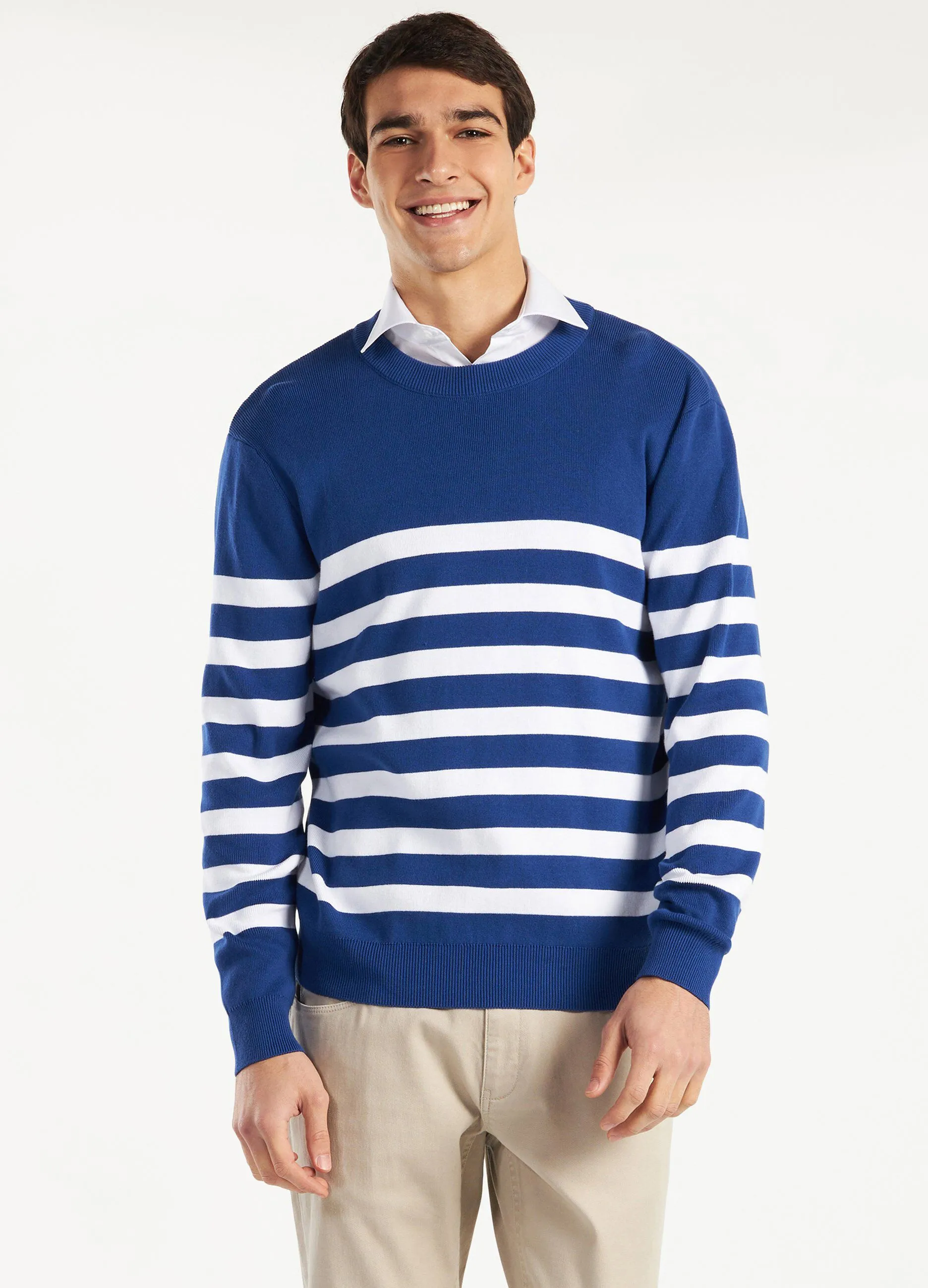Pullover in puro cotone a righe uomo