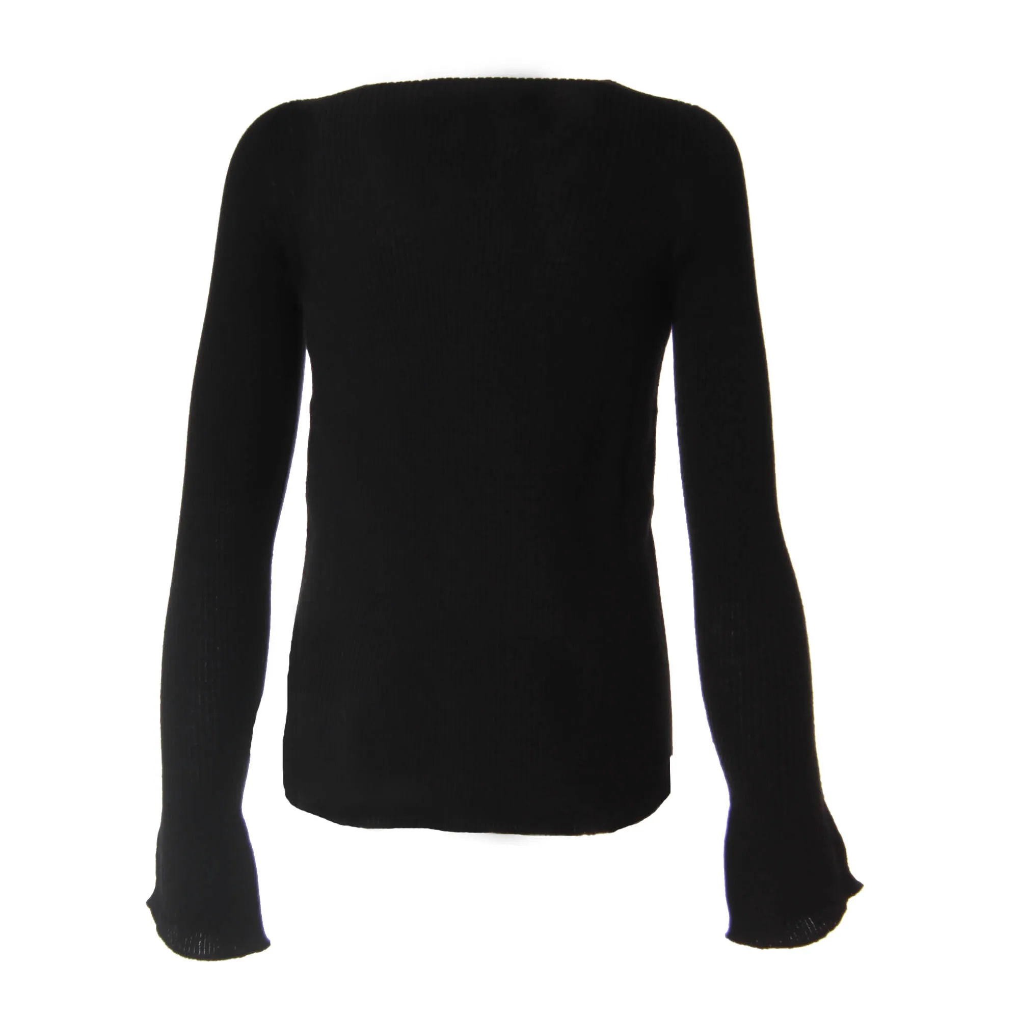 Pullover Nero Bambina A Costine Flexage