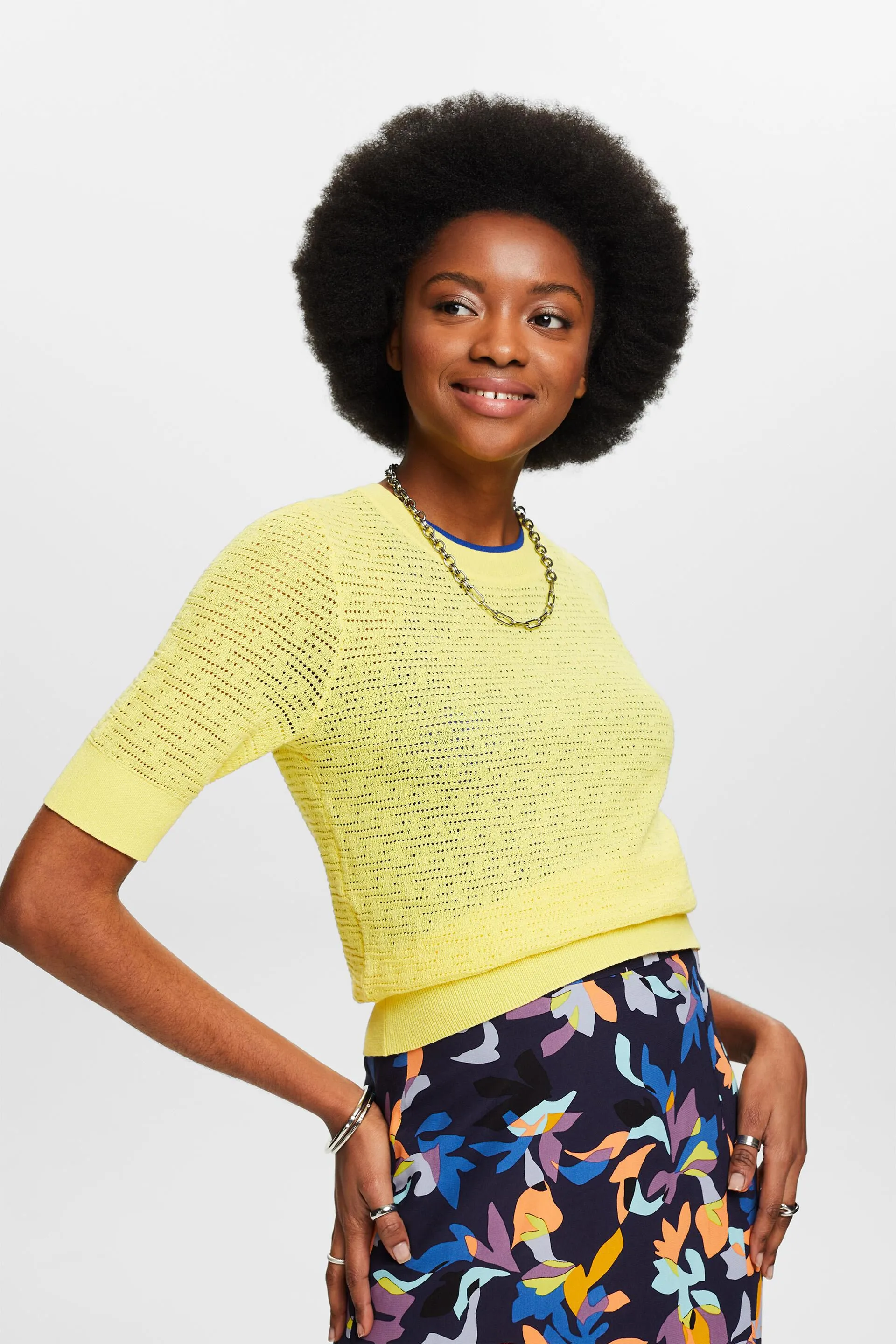 Pullover pointelle a manica corta
