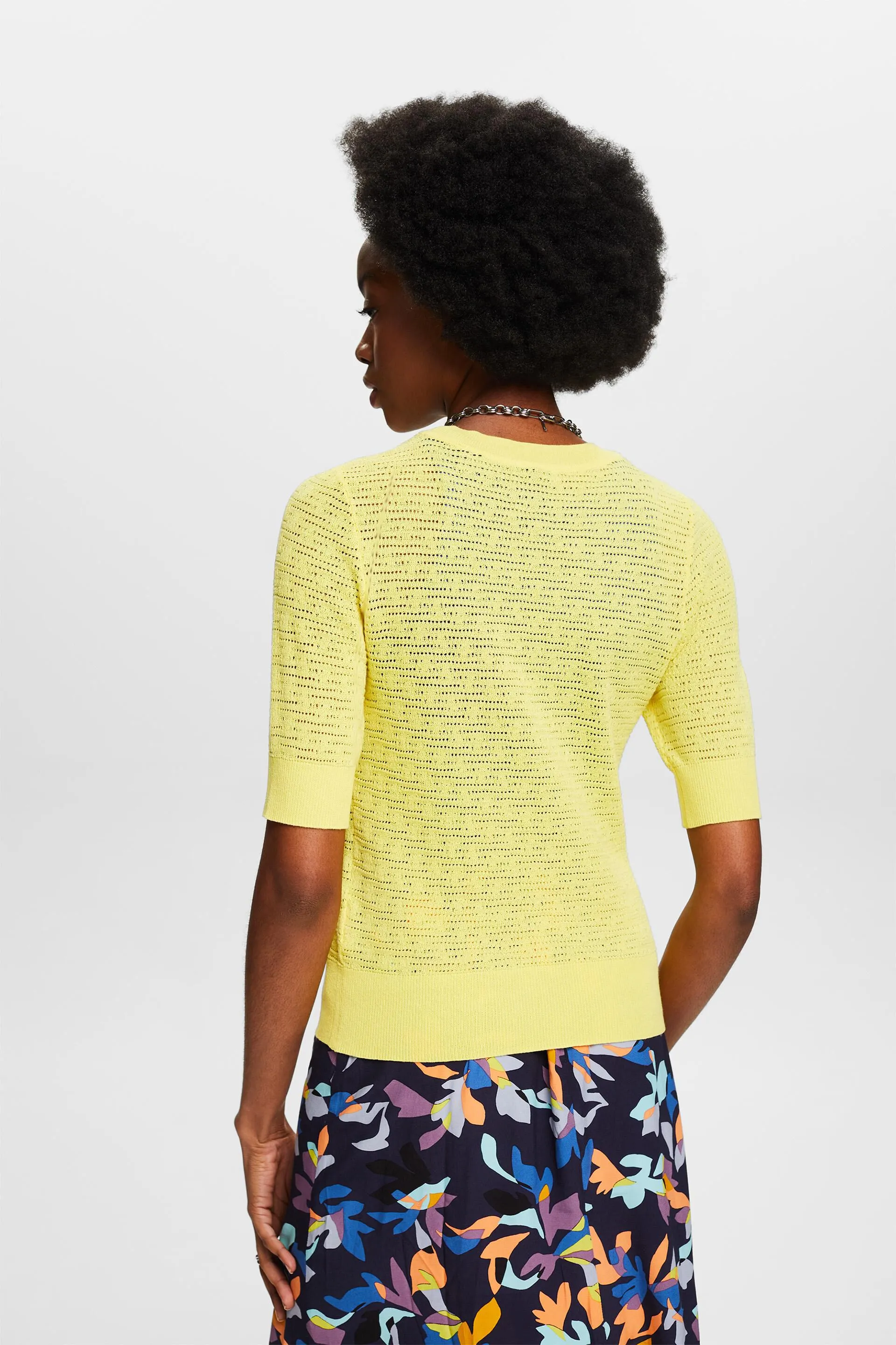 Pullover pointelle a manica corta