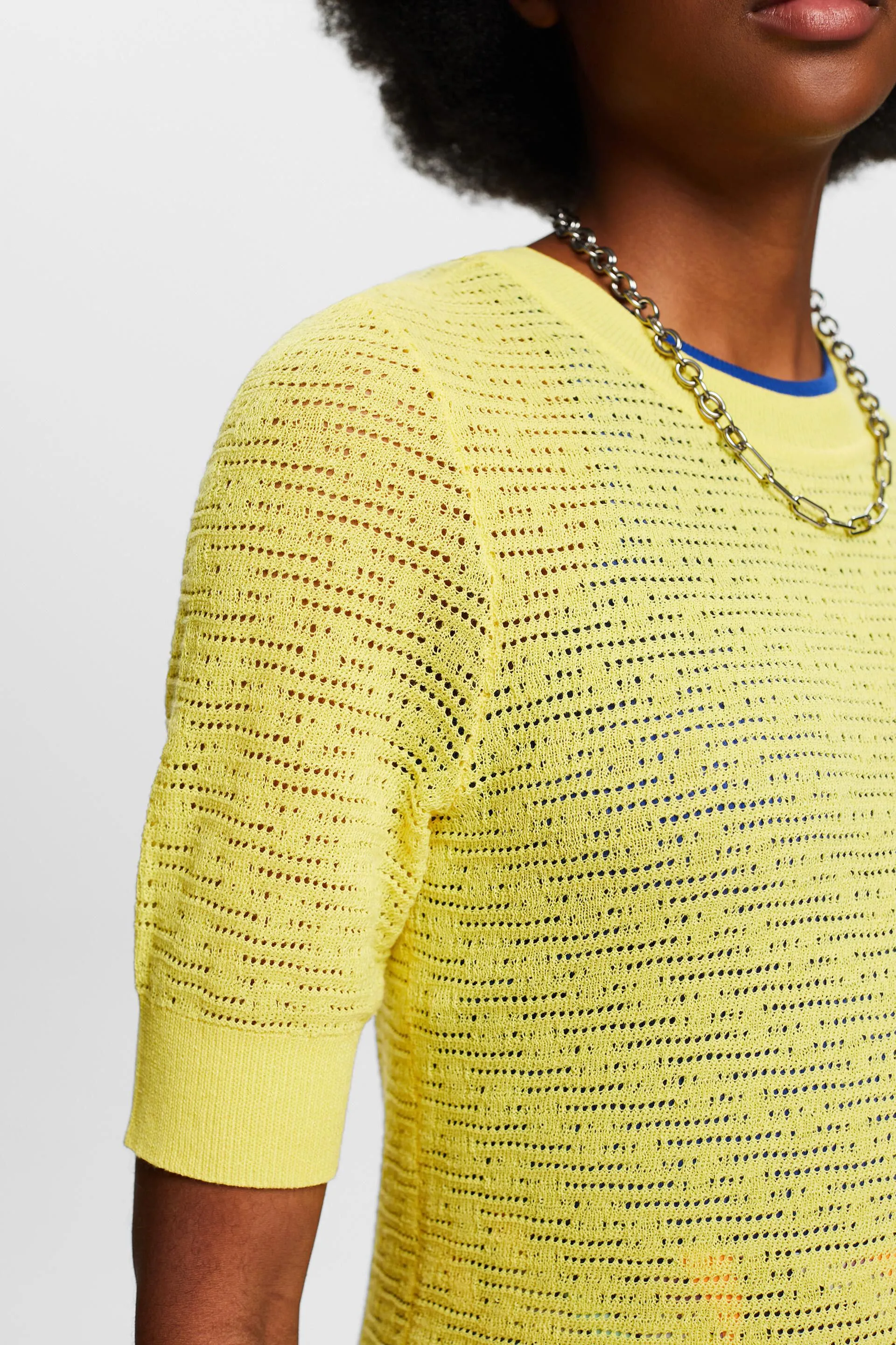 Pullover pointelle a manica corta