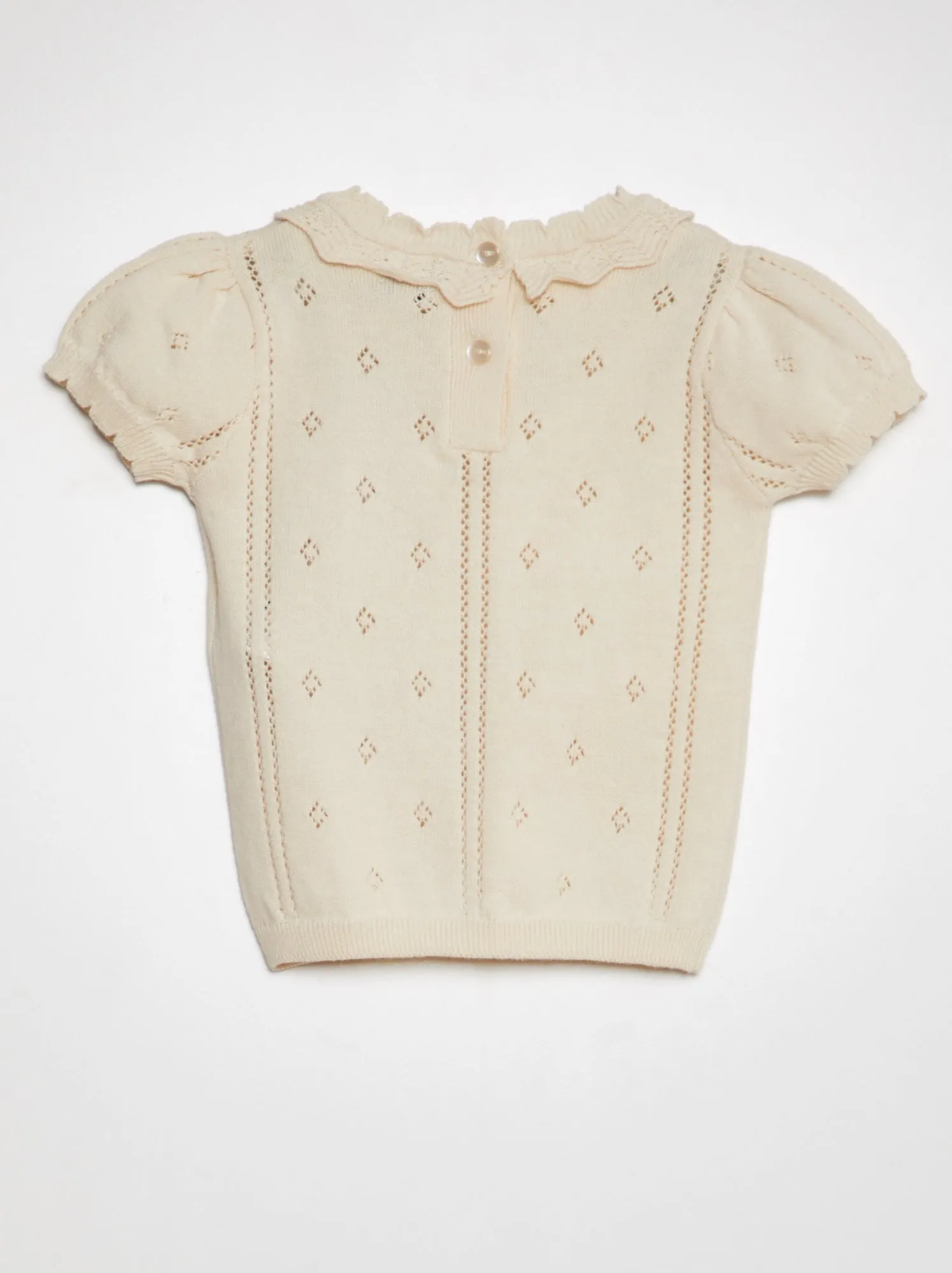Pullover traforato con maniche a palloncino - BIANCO