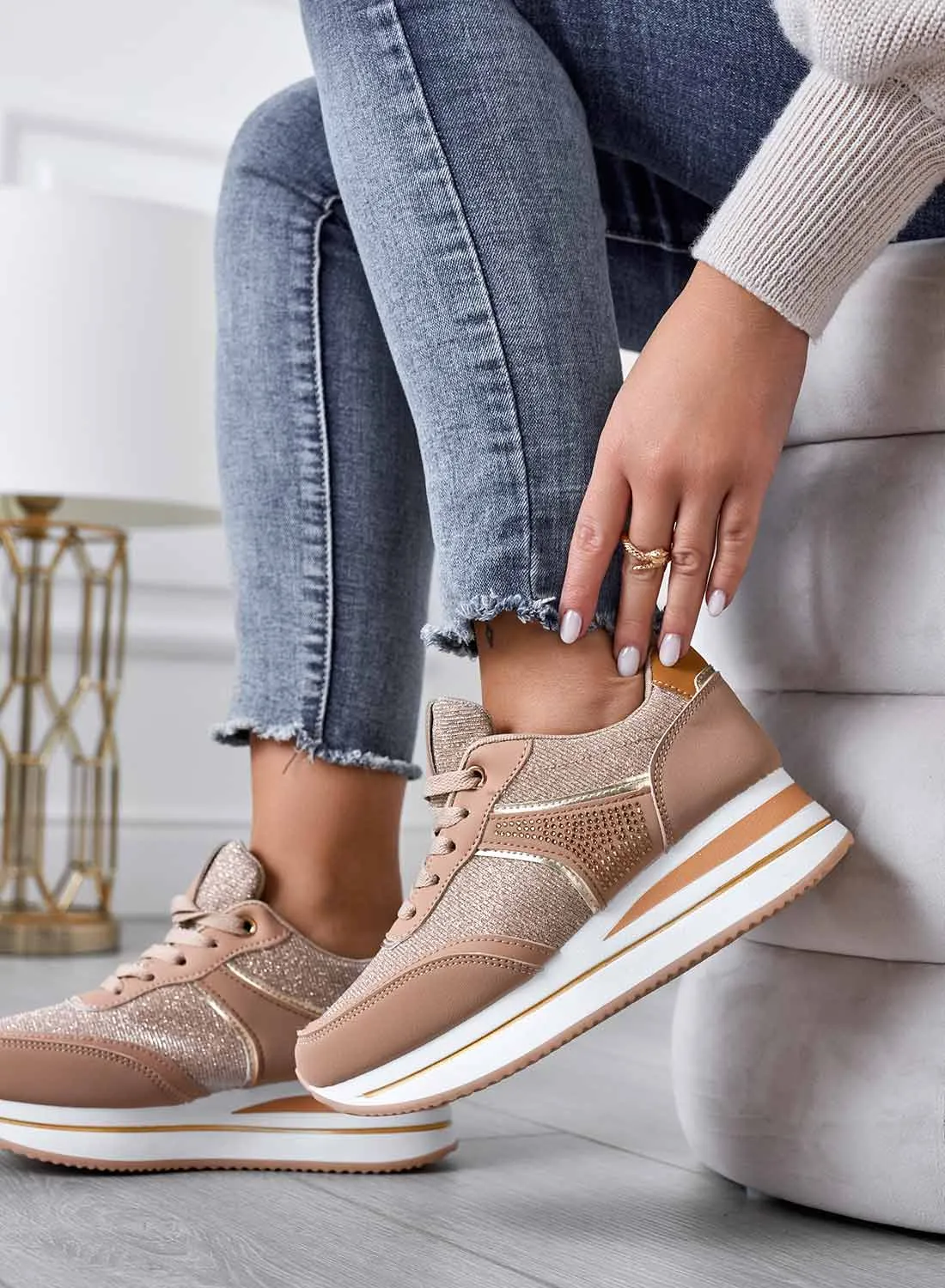 RILEY - Sneakers fango con inserti glitter