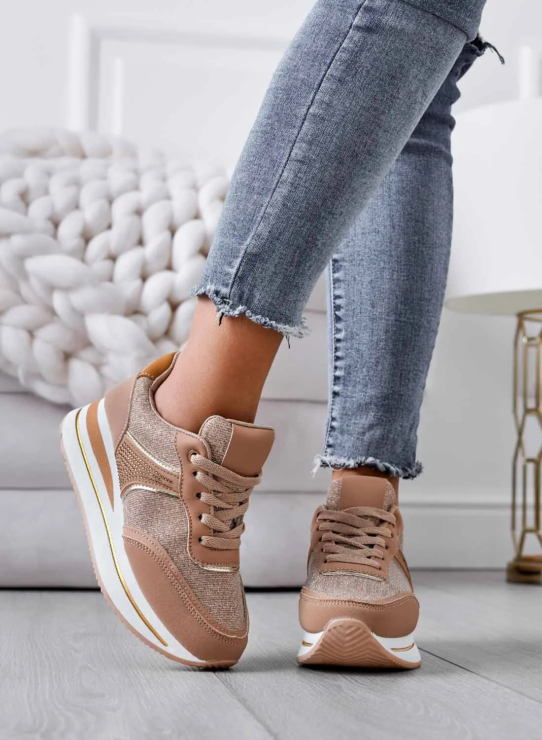 RILEY - Sneakers fango con inserti glitter