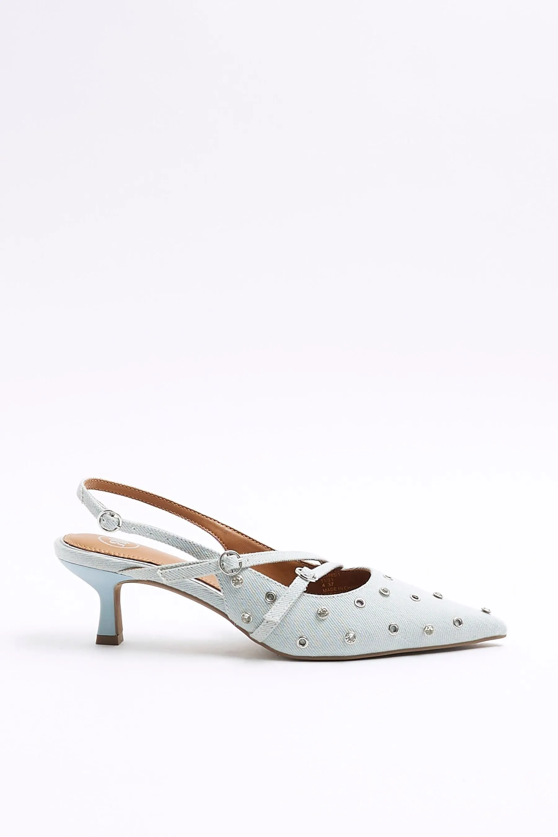 River Island Denim - Décolleté Scarpe con cinturino posteriore e fibbia decorata