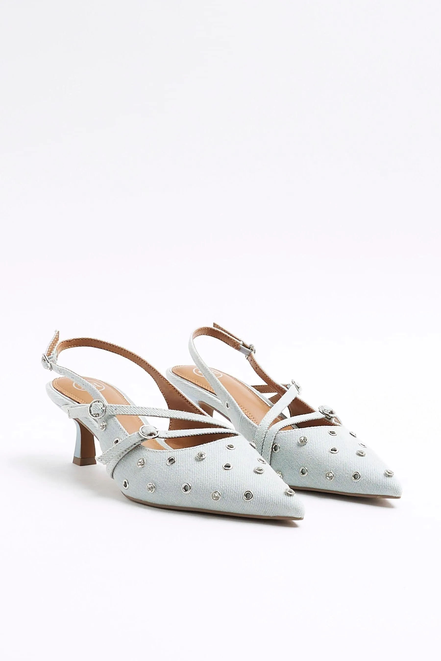 River Island Denim - Décolleté Scarpe con cinturino posteriore e fibbia decorata