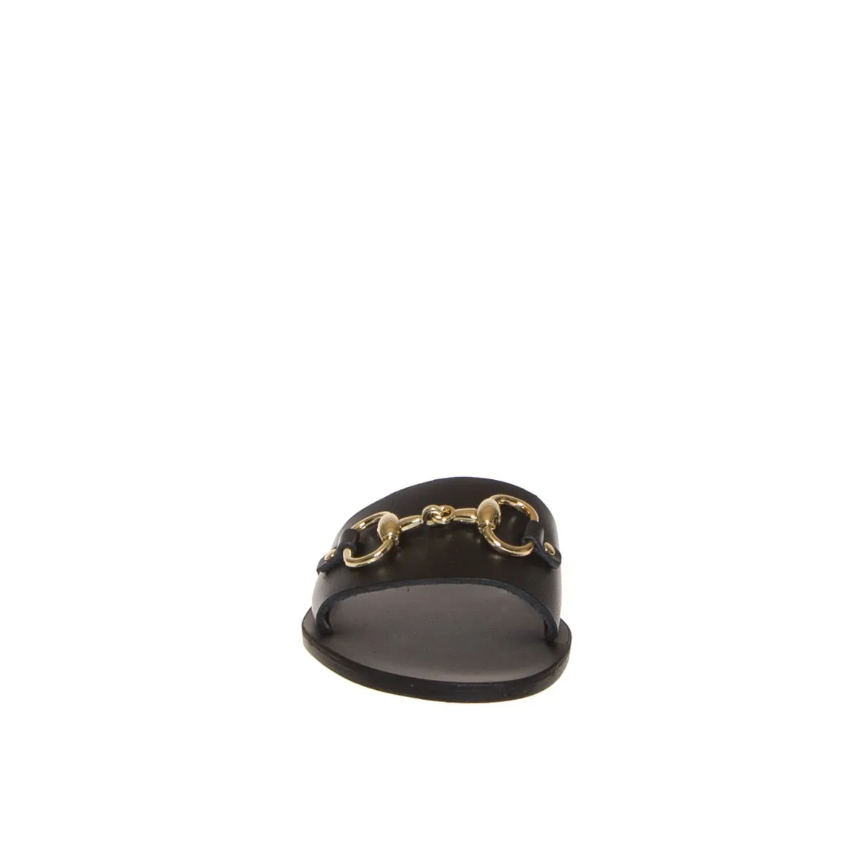 SAN PIERO E1068 CIABATTA NERO MORSETTO ORO  
