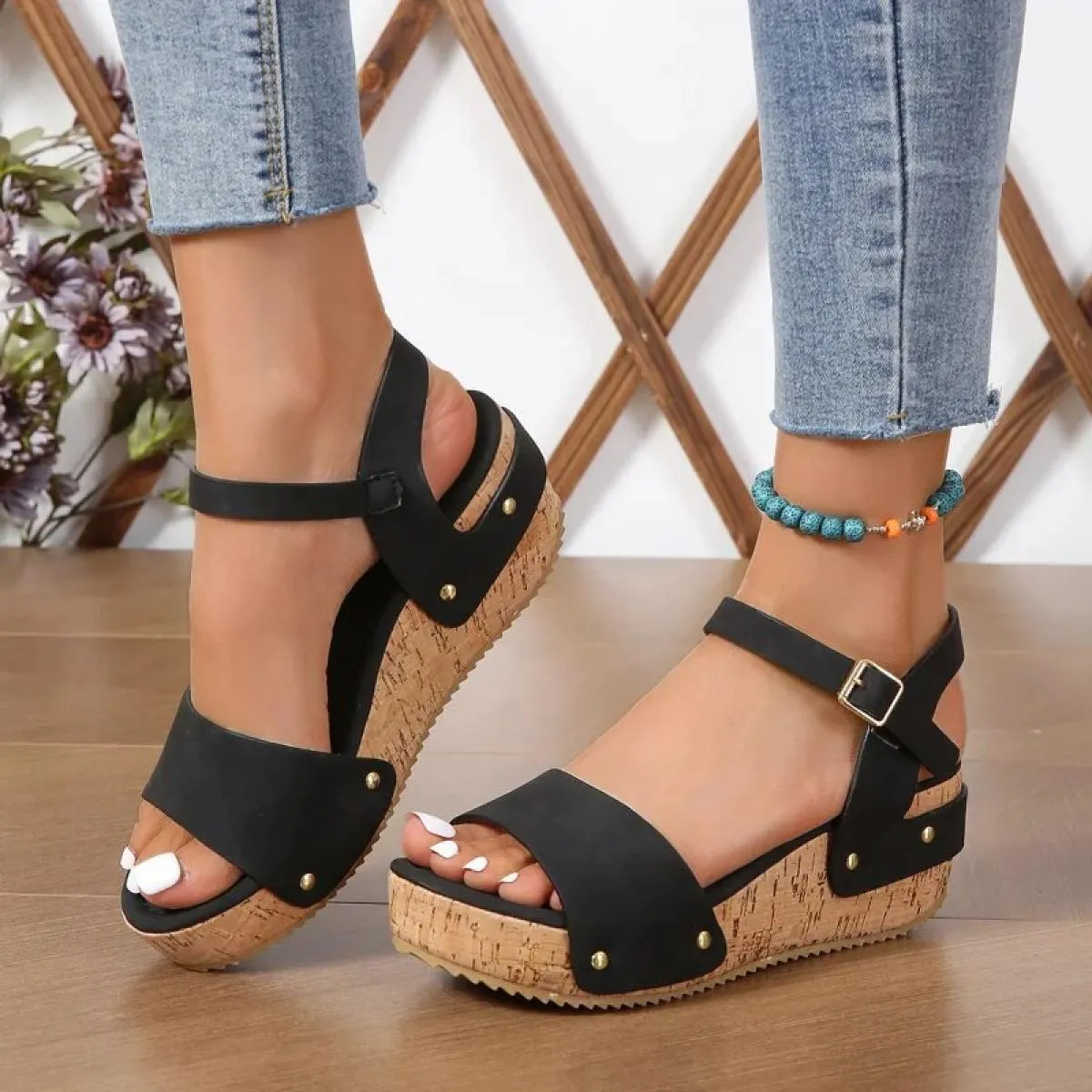 Sandali da donna con zeppa e zeppa scarpe estive da donna cinturino con fibbia zoccoli gladiatore design di marca sandalo con ta