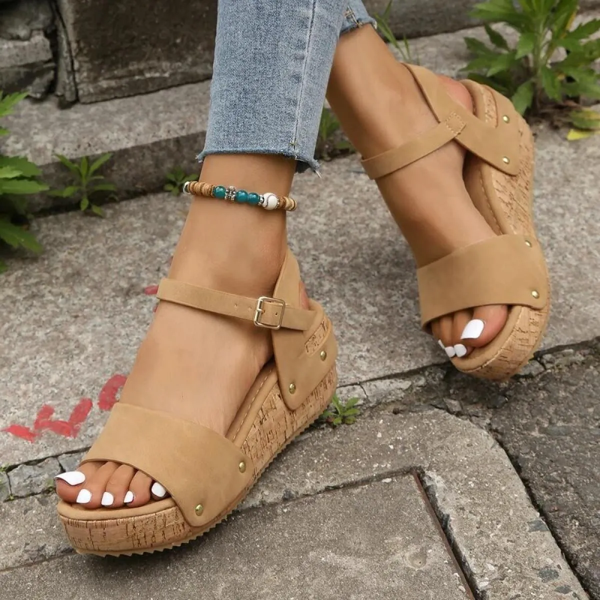 Sandali da donna con zeppa e zeppa scarpe estive da donna cinturino con fibbia zoccoli gladiatore design di marca sandalo con ta