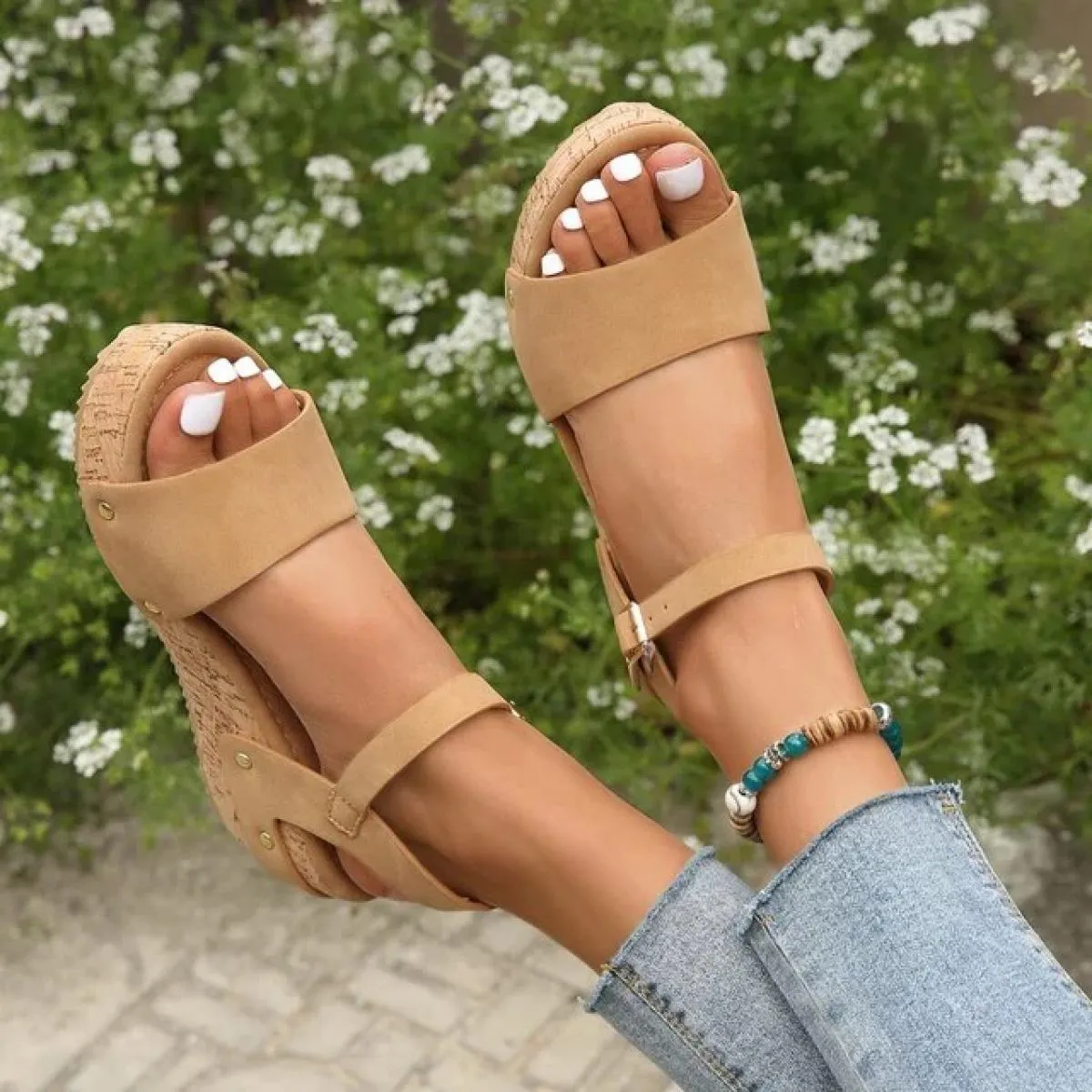 Sandali da donna con zeppa e zeppa scarpe estive da donna cinturino con fibbia zoccoli gladiatore design di marca sandalo con ta